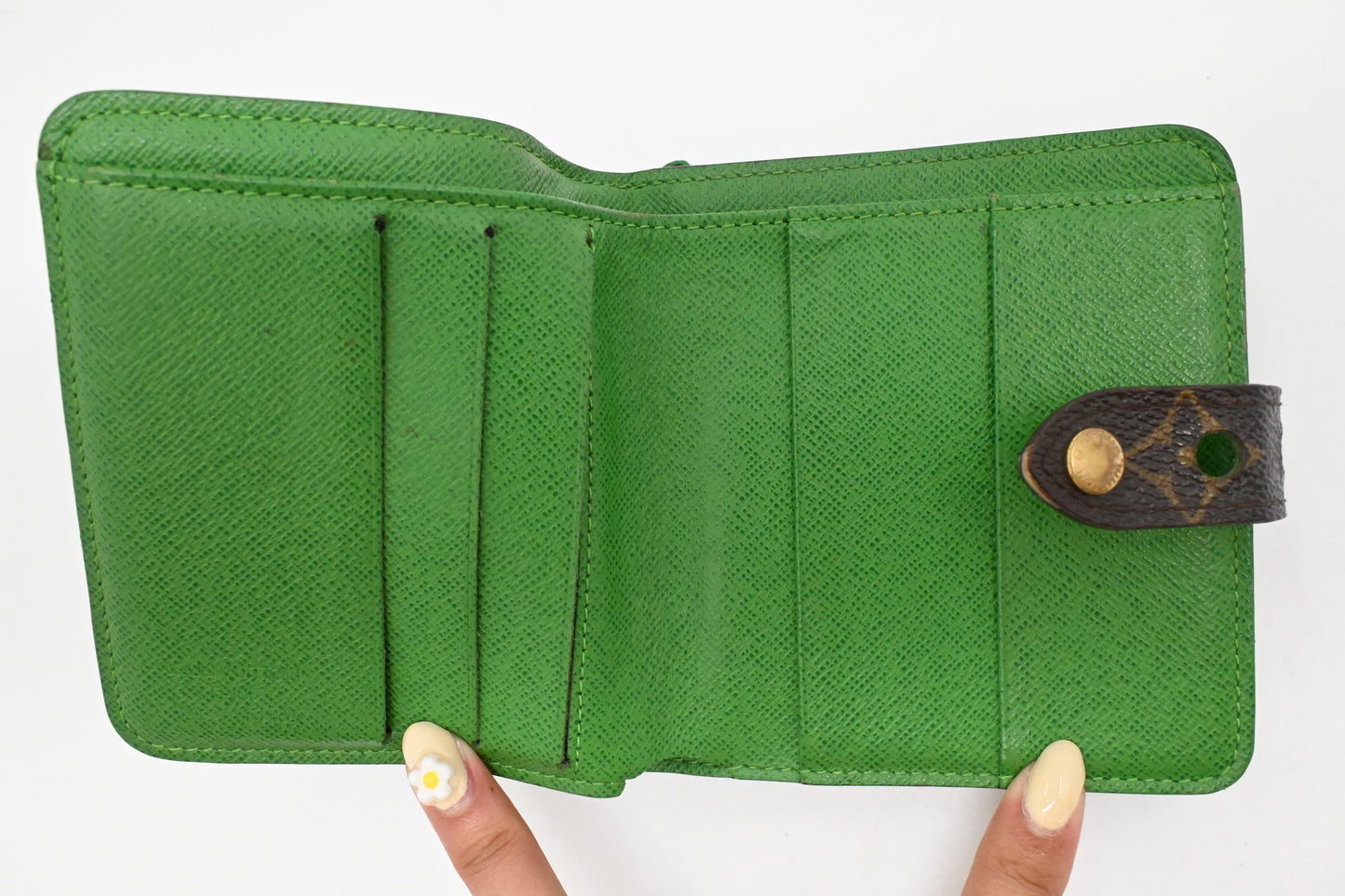 Louis Vuitton Zippy Compact Wallet in Green Perforated Monogram Canvas