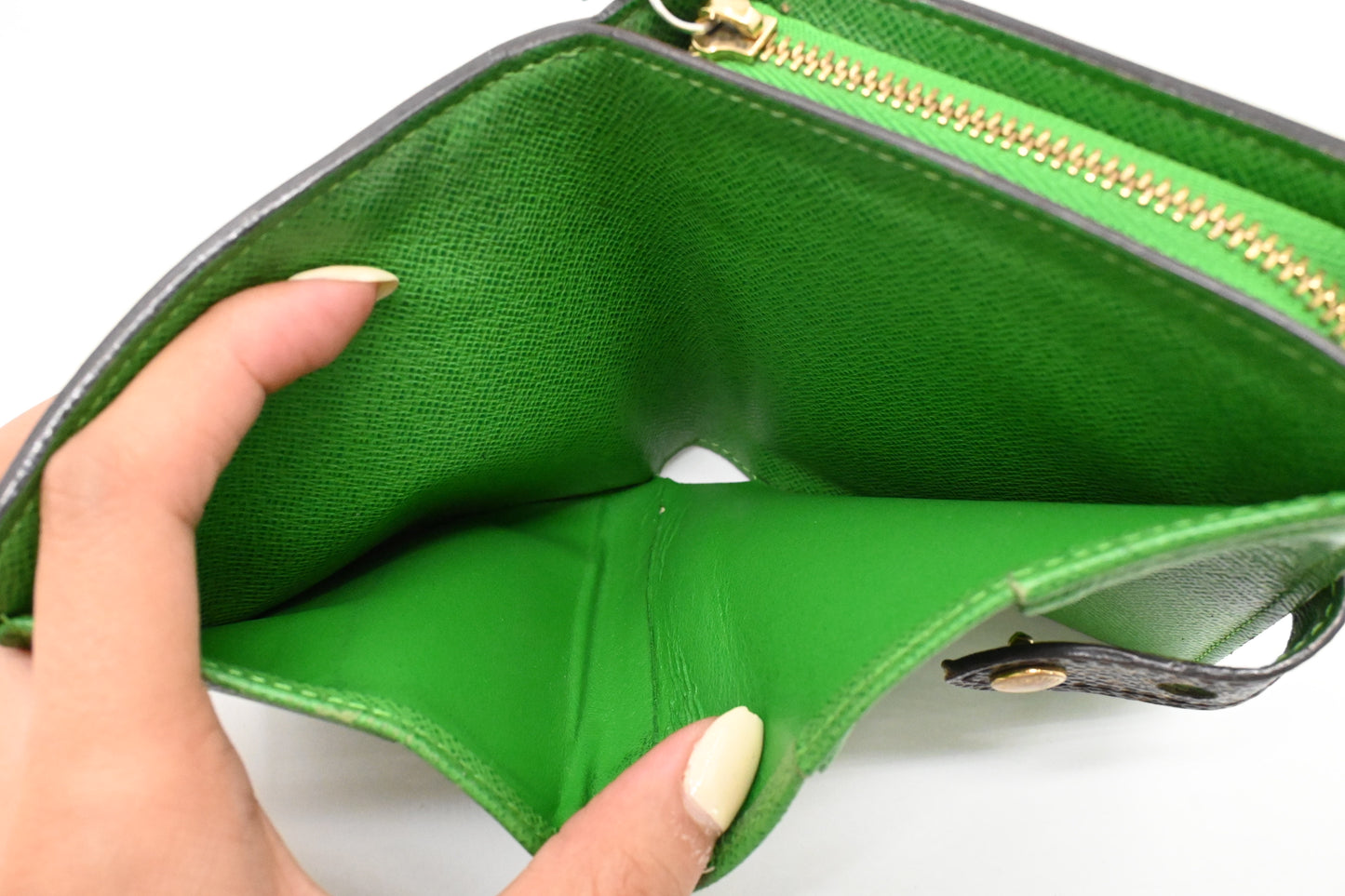 Louis Vuitton Zippy Compact Wallet in Green Perforated Monogram Canvas
