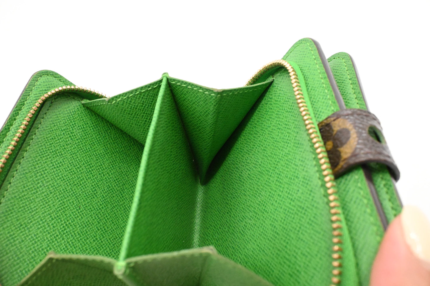 Louis Vuitton Zippy Compact Wallet in Green Perforated Monogram Canvas