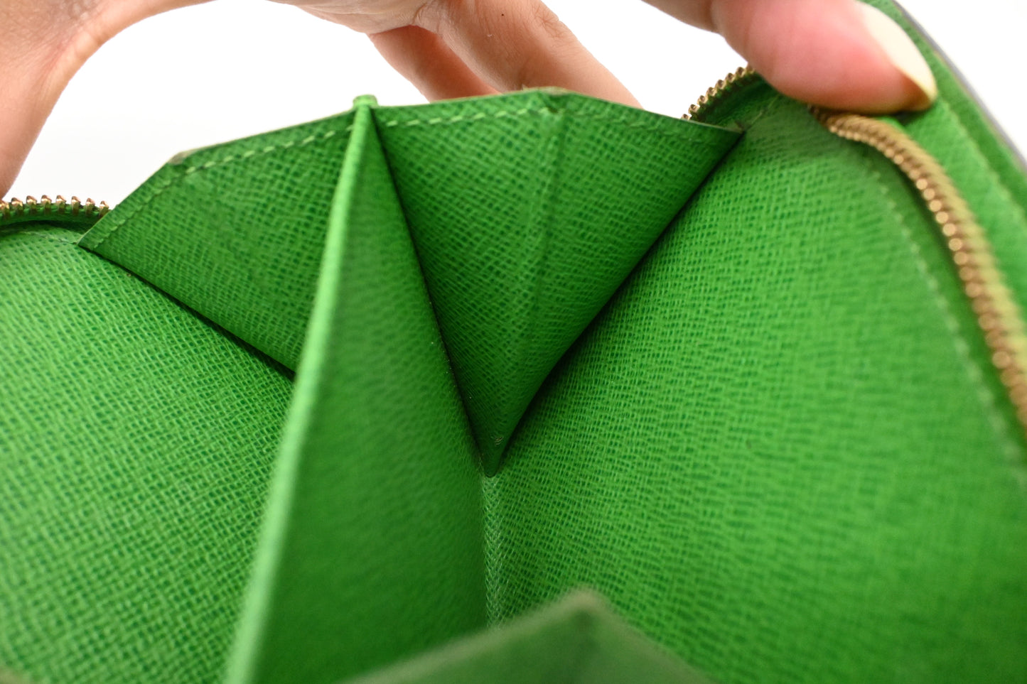 Louis Vuitton Zippy Compact Wallet in Green Perforated Monogram Canvas