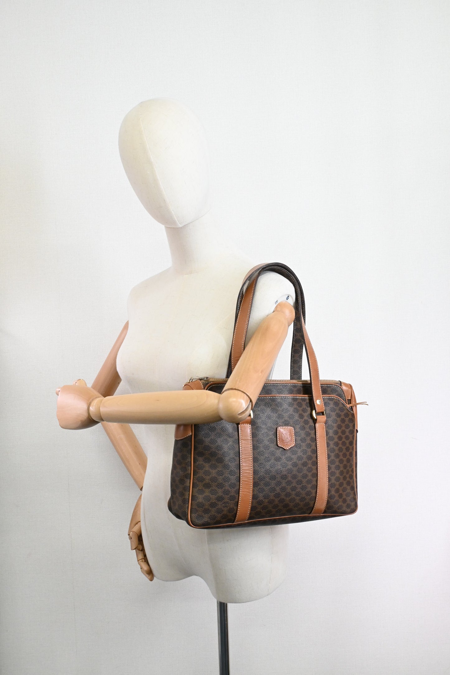 Celine Shoulder Bag in Brown Macadam Canvas