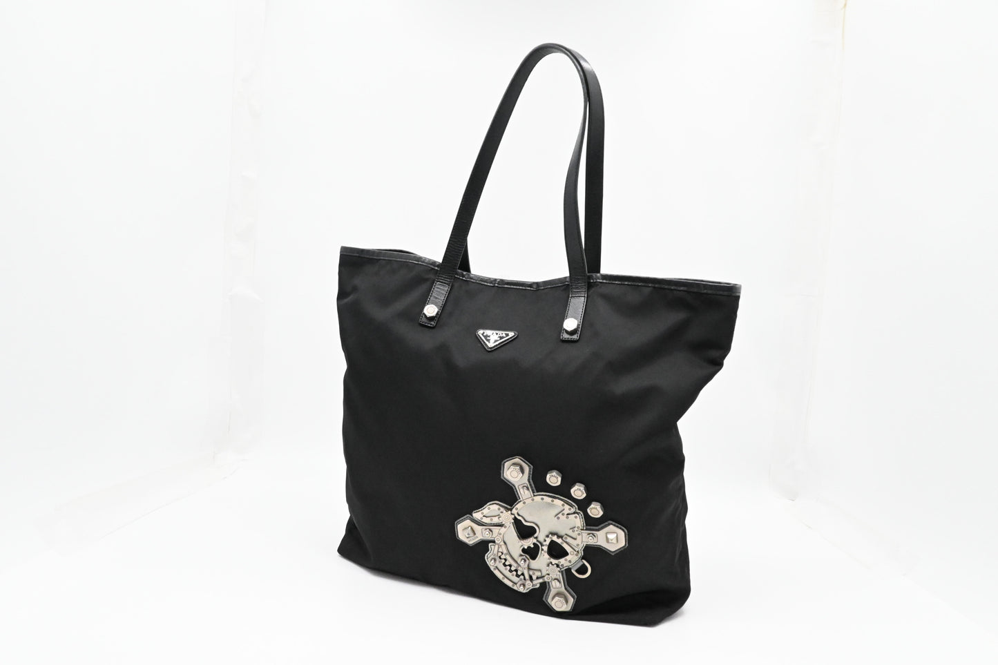 Prada Skull Tote in Black Canvas