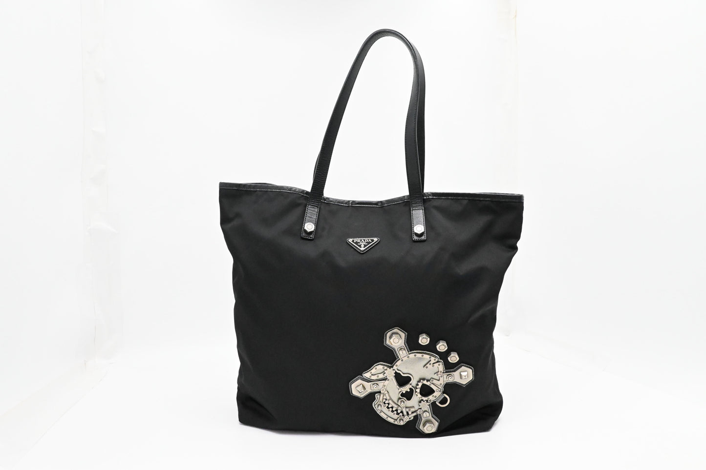 Prada Skull Tote in Black Canvas