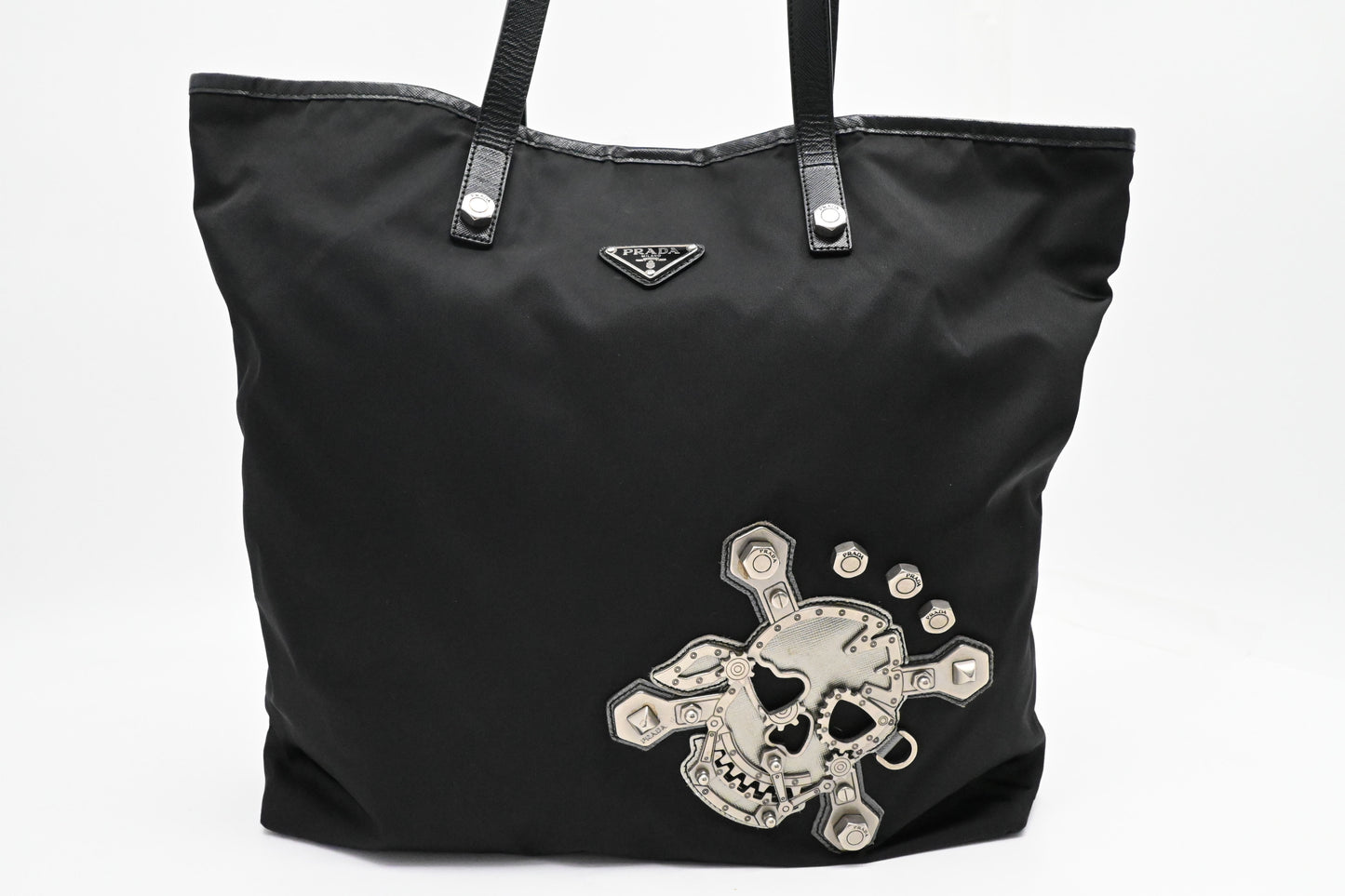 Prada Skull Tote in Black Canvas