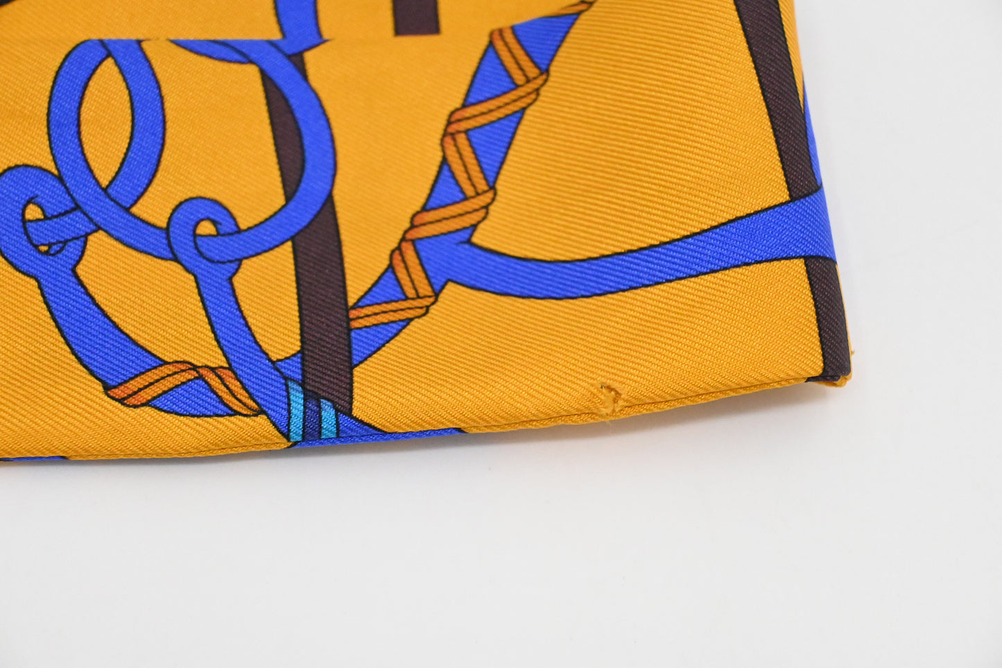 Hermes 'Panoplie Equestre' Twilly in Yellow and Blue Silk