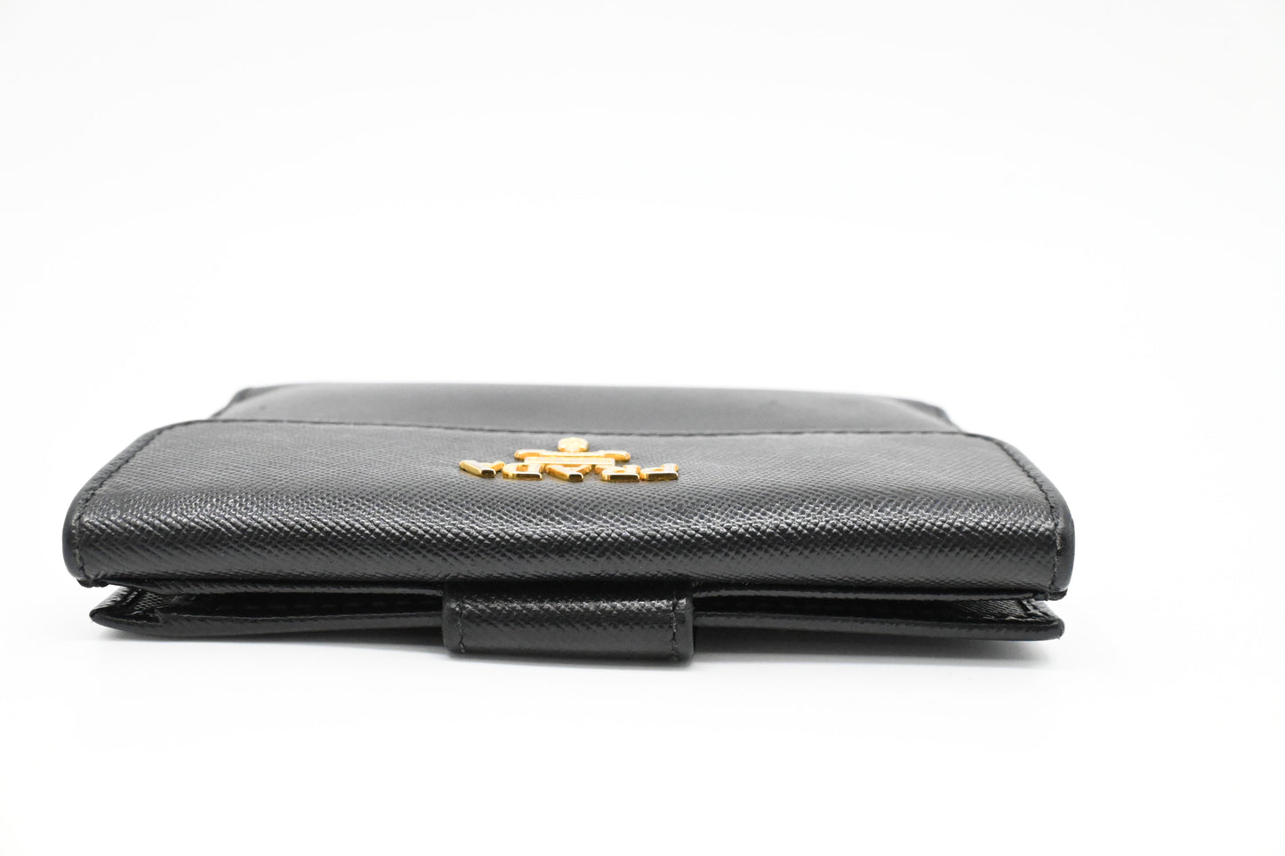 Prada Compact Wallet in Black Saffiano Leather