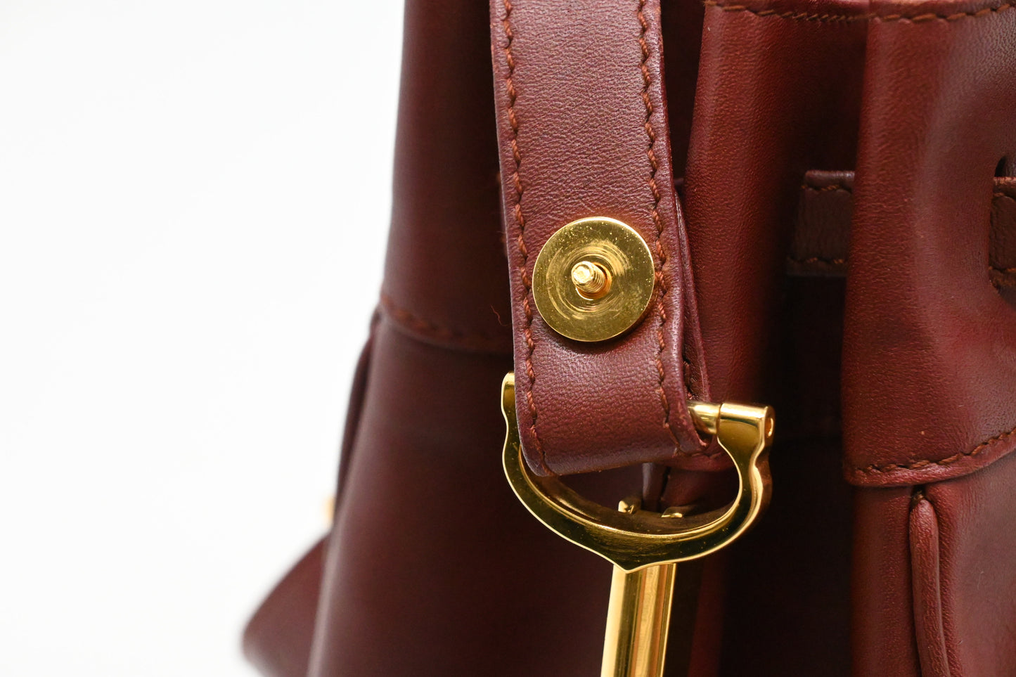 Cartier Crossbody Bucket Bag in Burgundy Leather