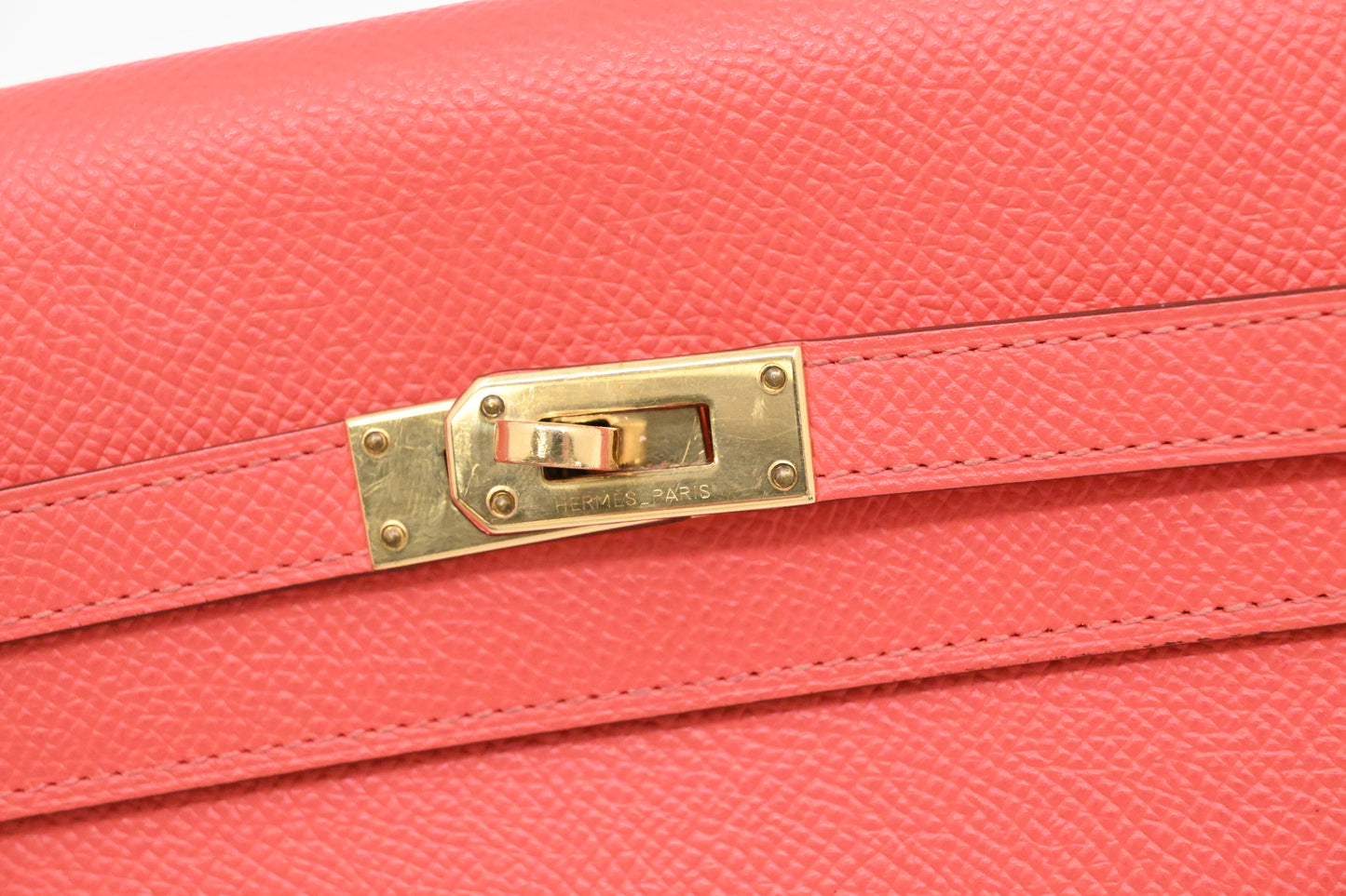 Hermes Kelly Wallet in Grapefruit Leather