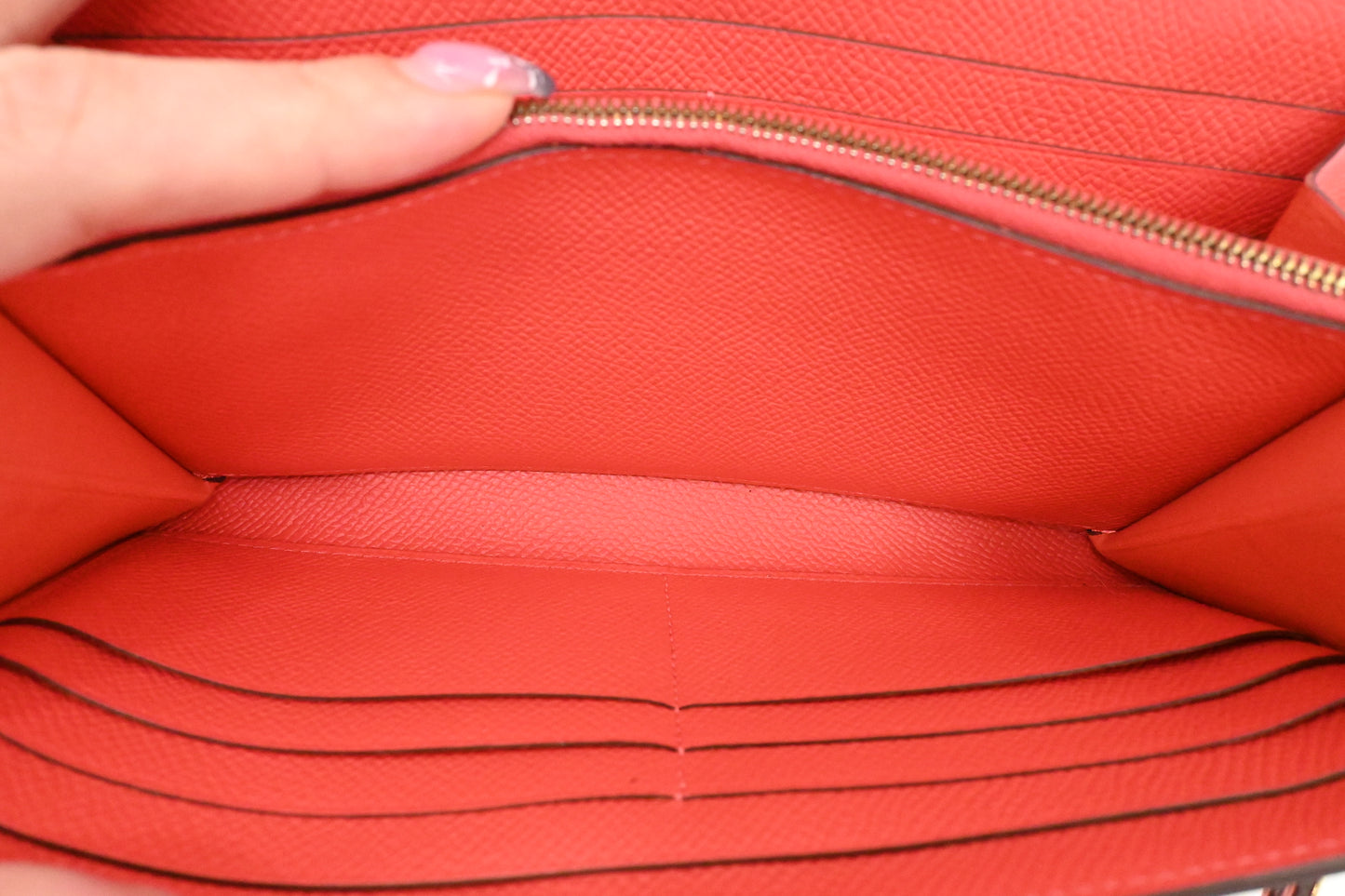 Hermes Kelly Wallet in Grapefruit Leather