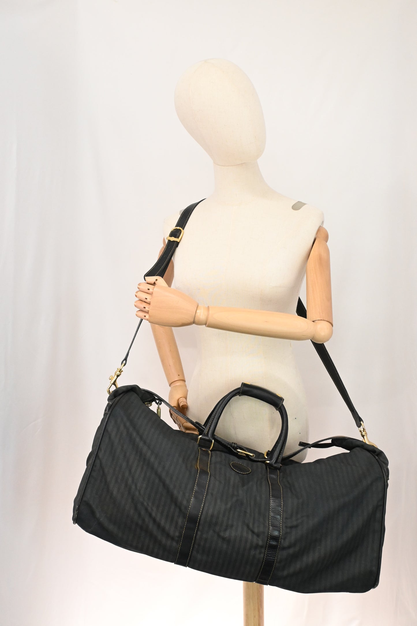 Fendi Travel Bag in Black Striped Canvas