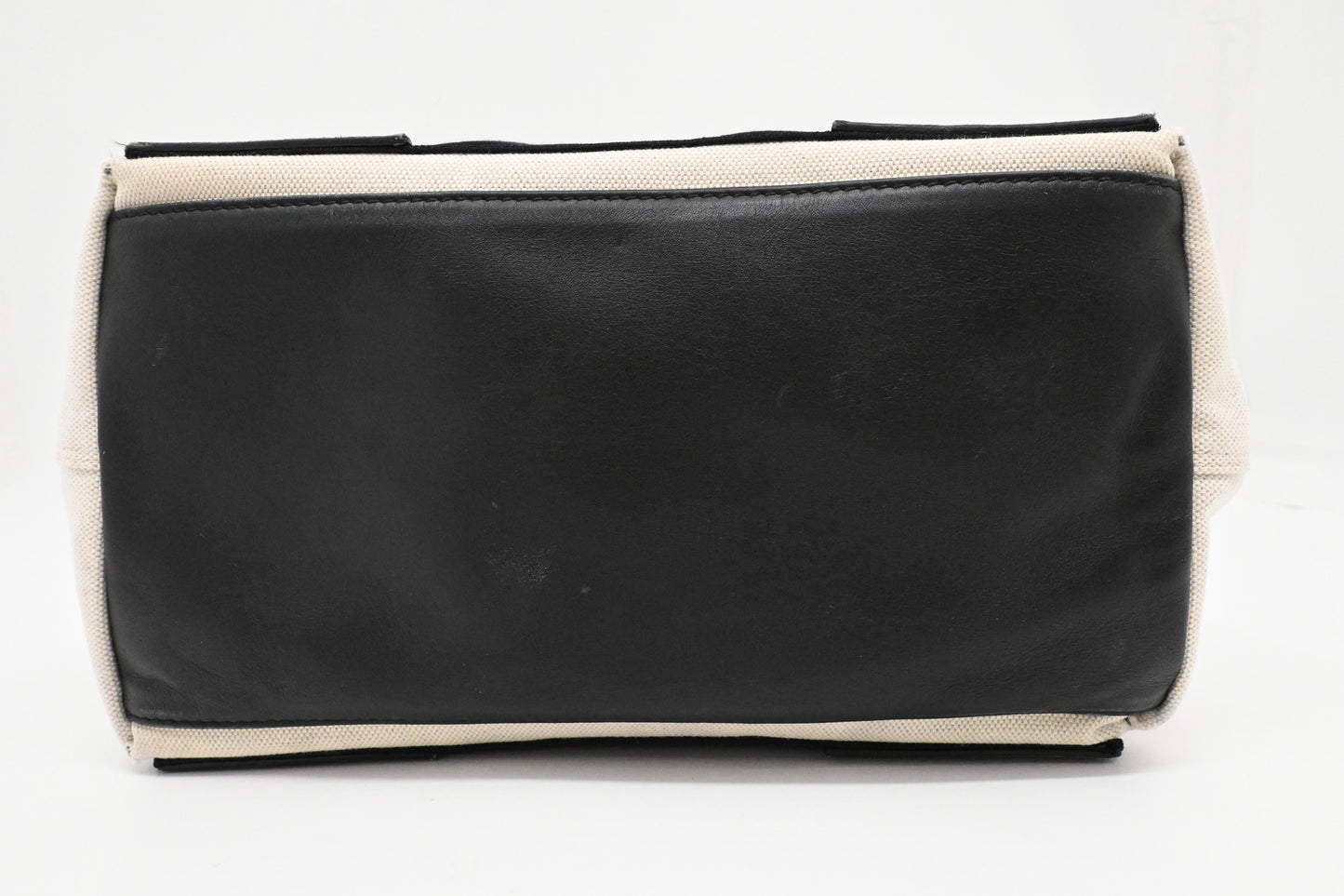 Balenciaga Navy Cabas Small Tote in Ecru and Black Canvas