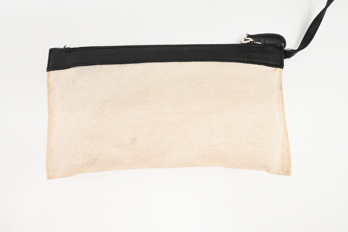 Balenciaga Navy Cabas Small Tote in Ecru and Black Canvas