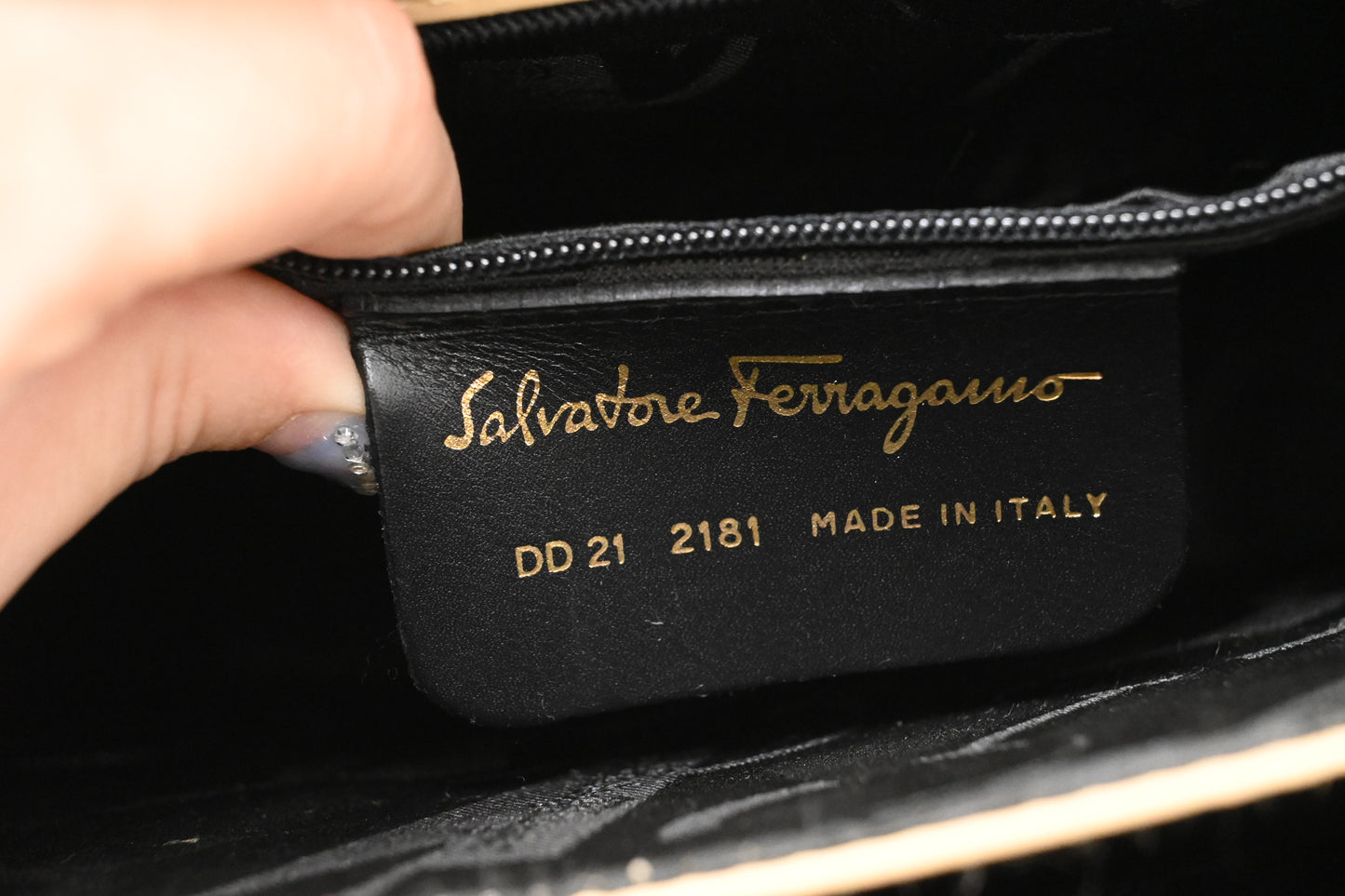 Ferragamo Gancini Handbag in Beige Leather