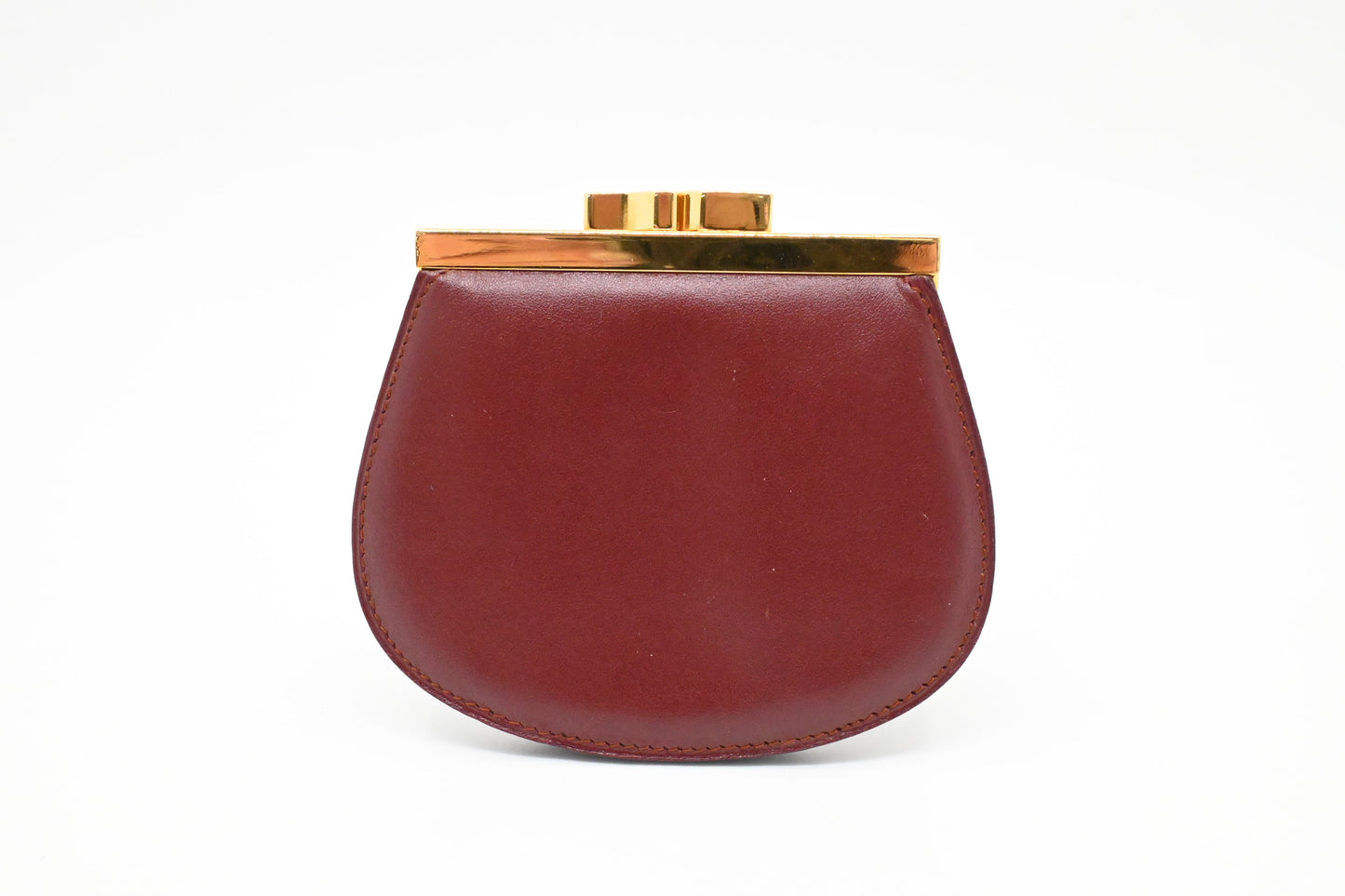 Cartier Kisslock Coin Case in Burgundy Leather