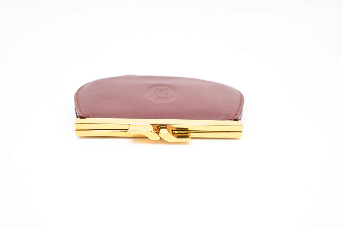 Cartier Kisslock Coin Case in Burgundy Leather