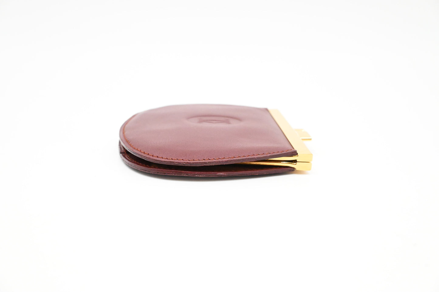 Cartier Kisslock Coin Case in Burgundy Leather
