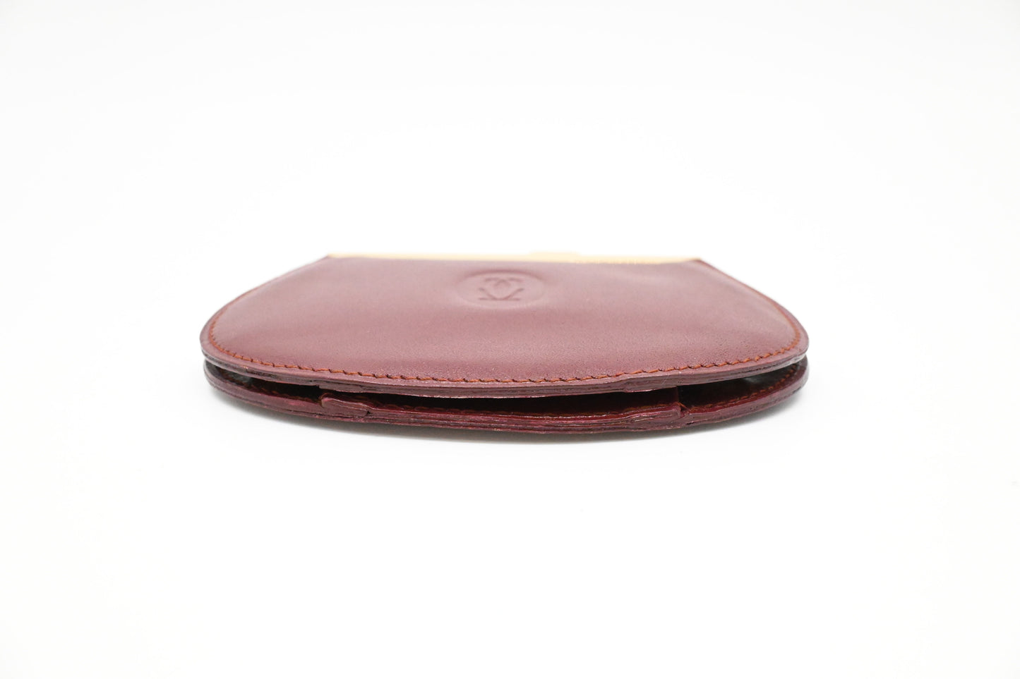Cartier Kisslock Coin Case in Burgundy Leather
