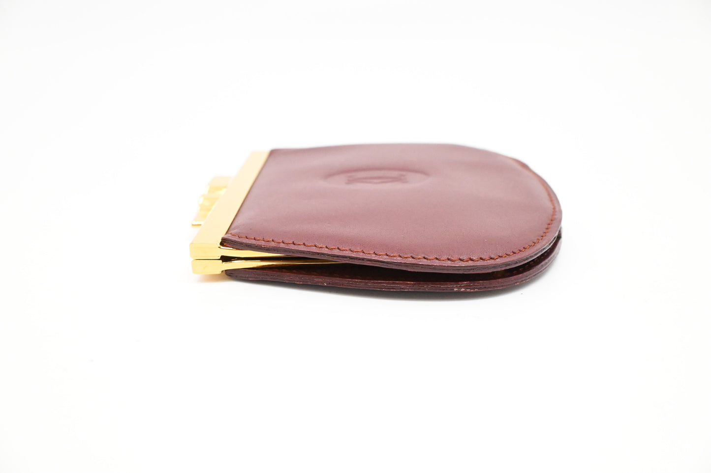 Cartier Kisslock Coin Case in Burgundy Leather