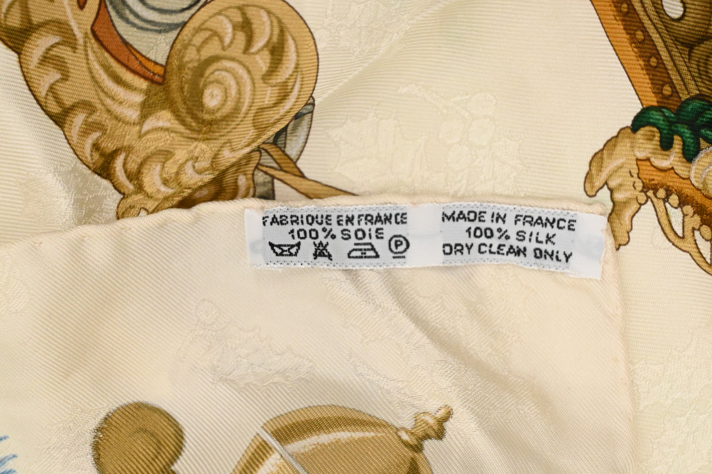 Hermes 'Plumes et Grelots' Carre 90 in Cream Jacquard Silk