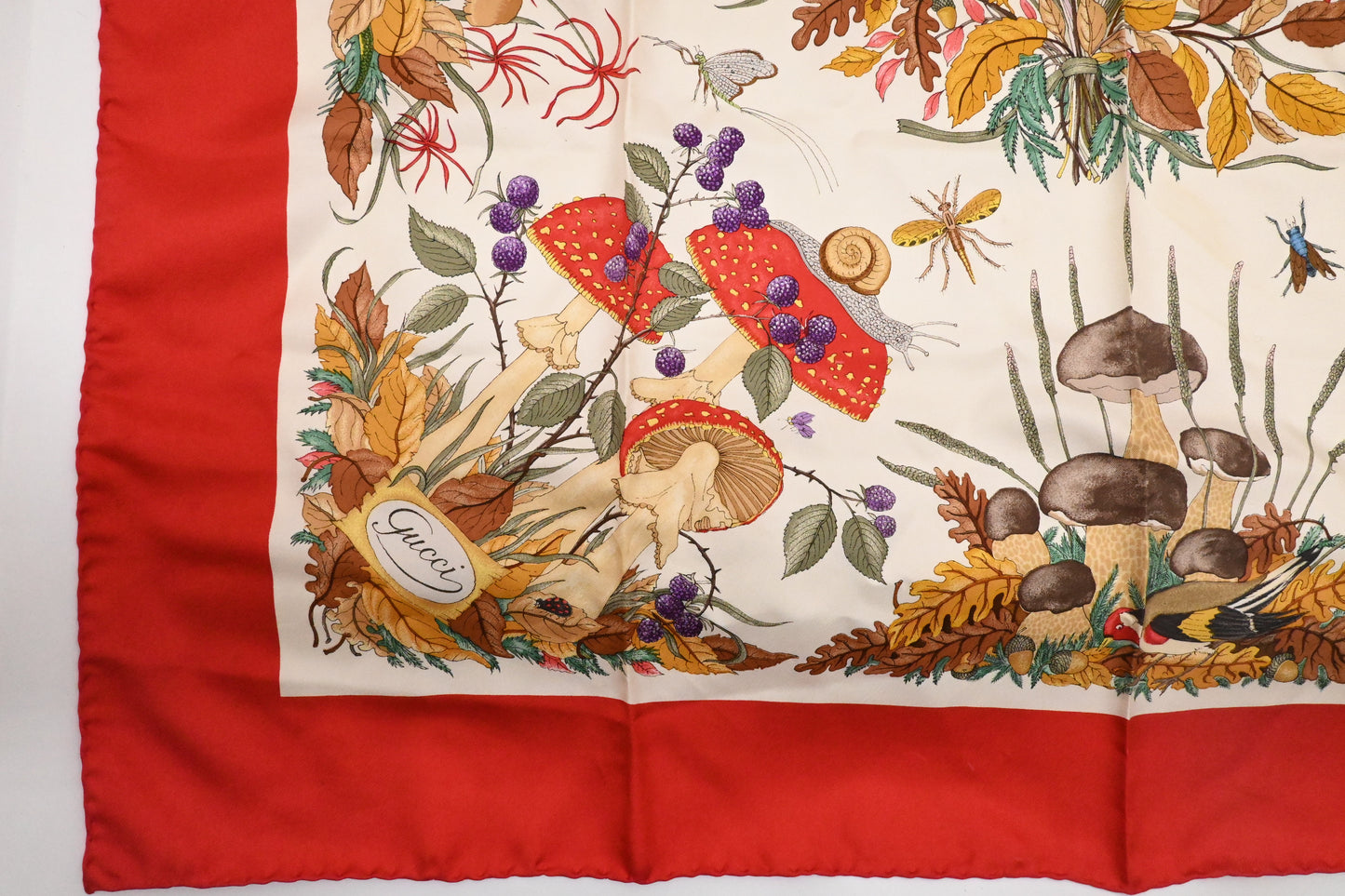 Gucci Floral Scarf in Red Silk