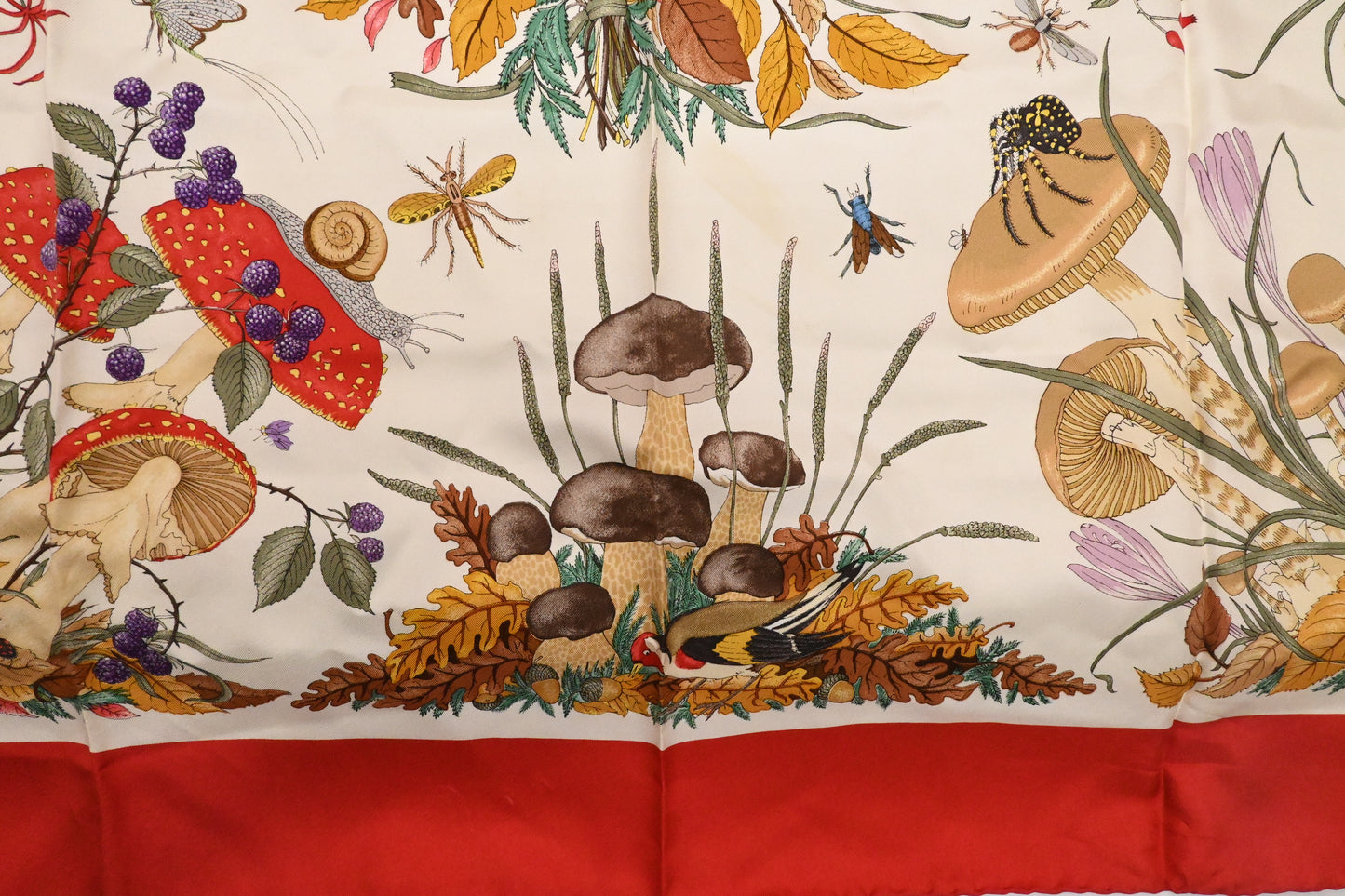 Gucci Floral Scarf in Red Silk