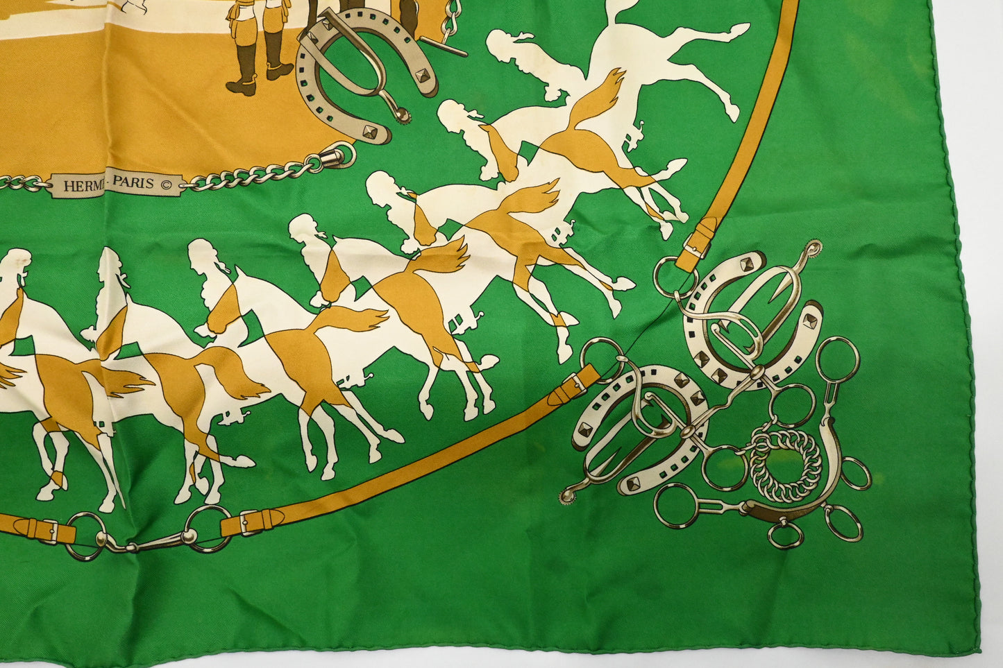 Hermes 'Manege' Carre 90 in Green Silk