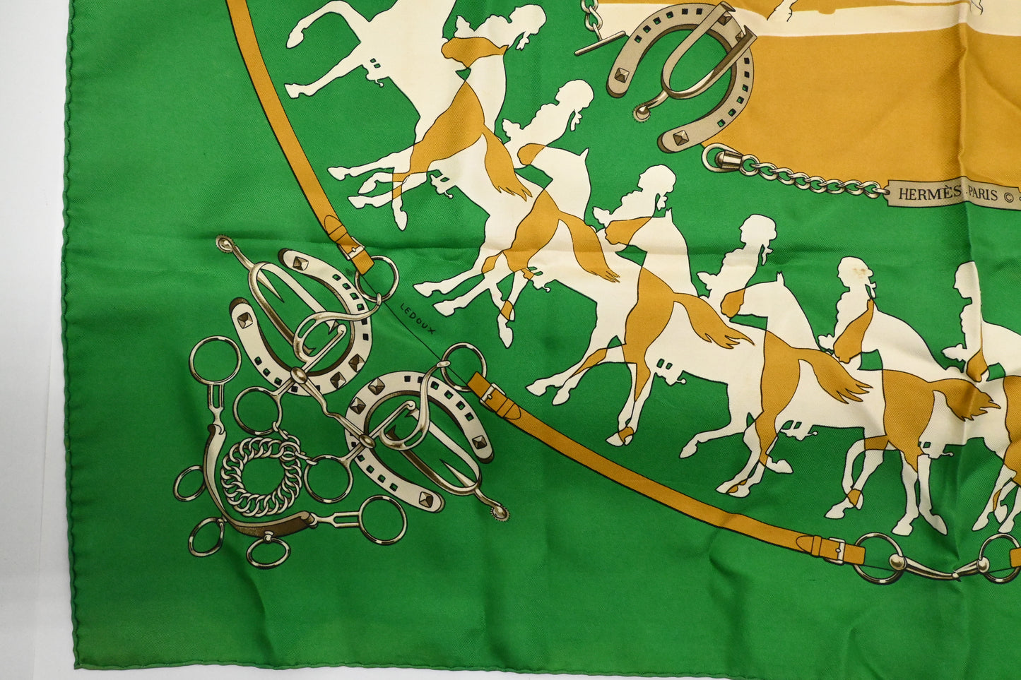 Hermes 'Manege' Carre 90 in Green Silk