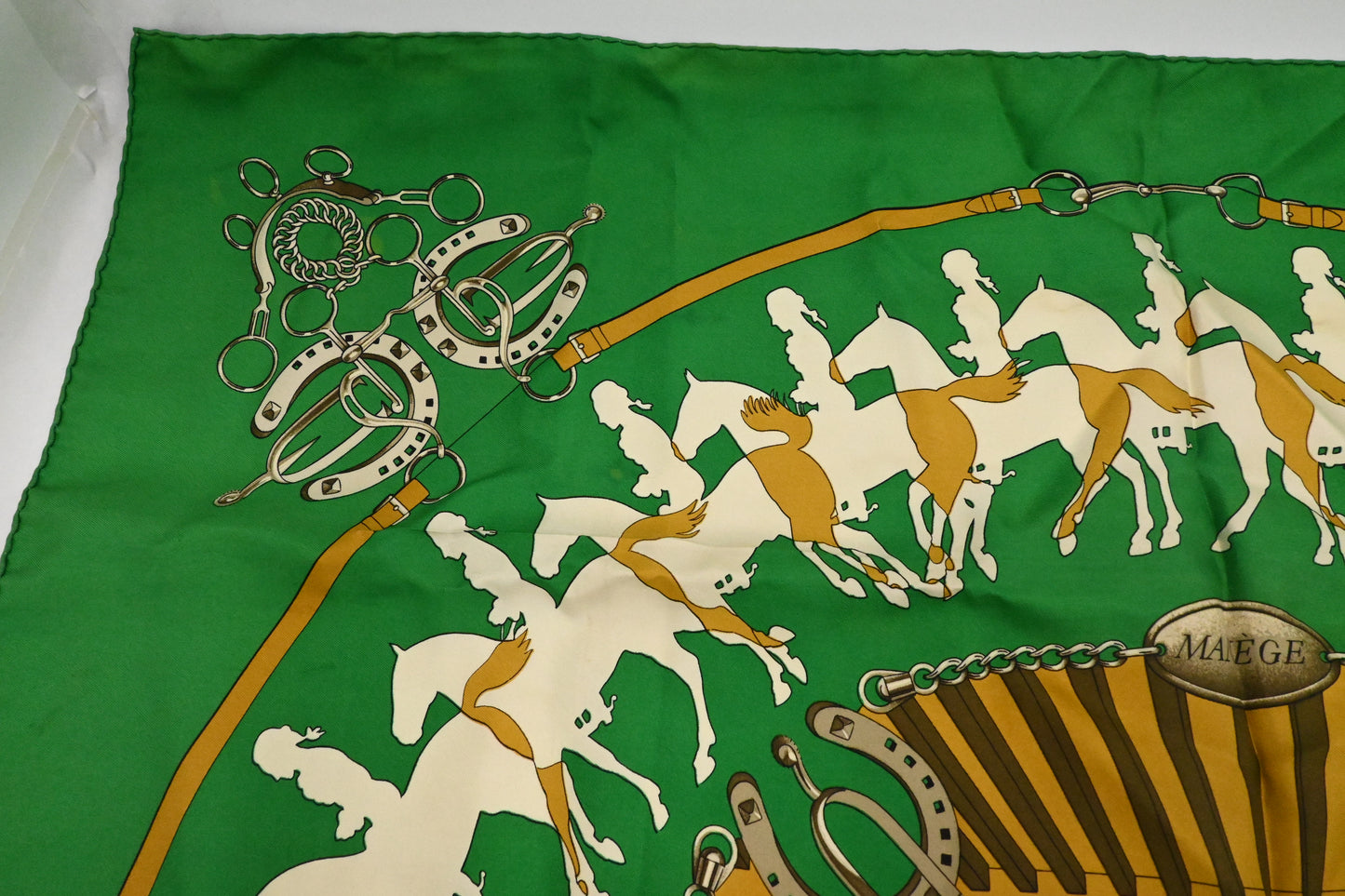 Hermes 'Manege' Carre 90 in Green Silk