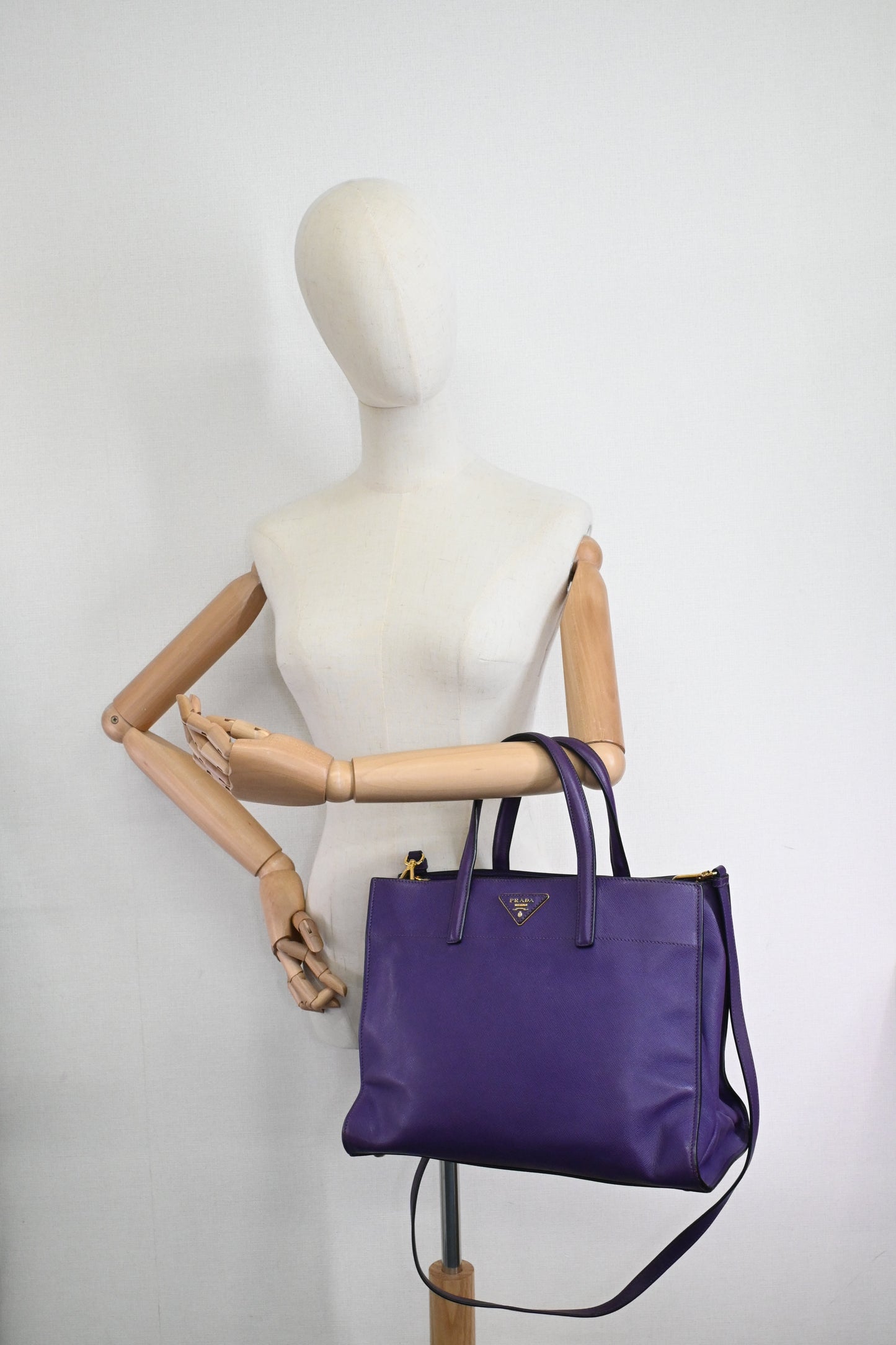 Prada 2way Bag in Purple Saffiano Leather