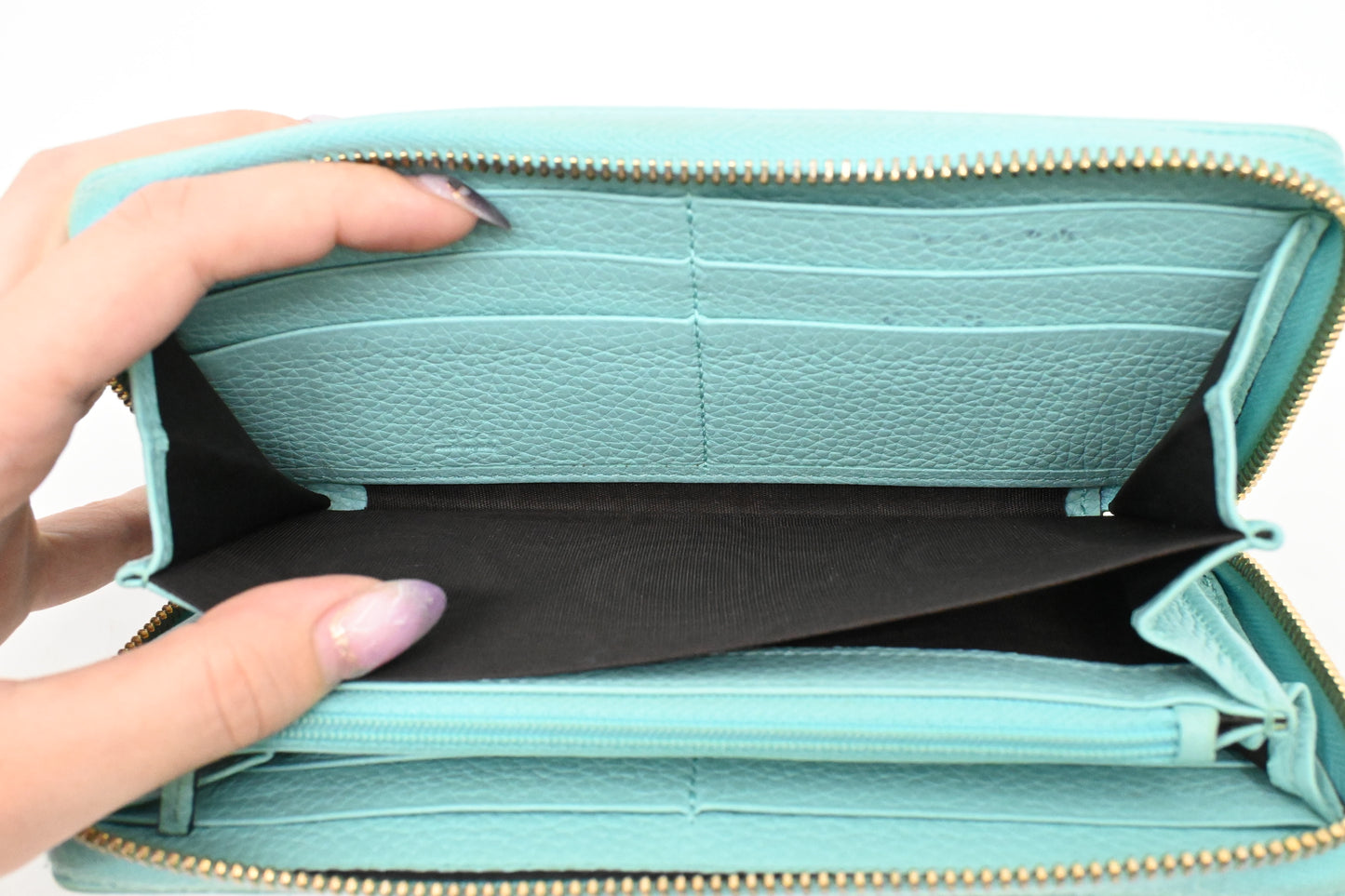 Gucci Zippy Wallet in Teal Leather