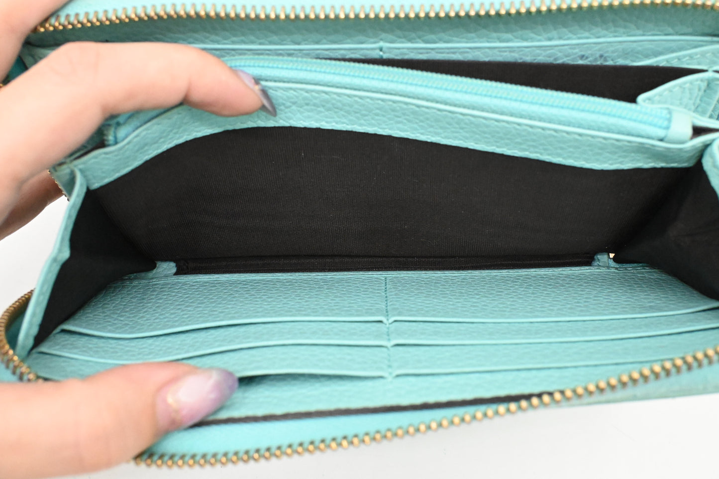 Gucci Zippy Wallet in Teal Leather