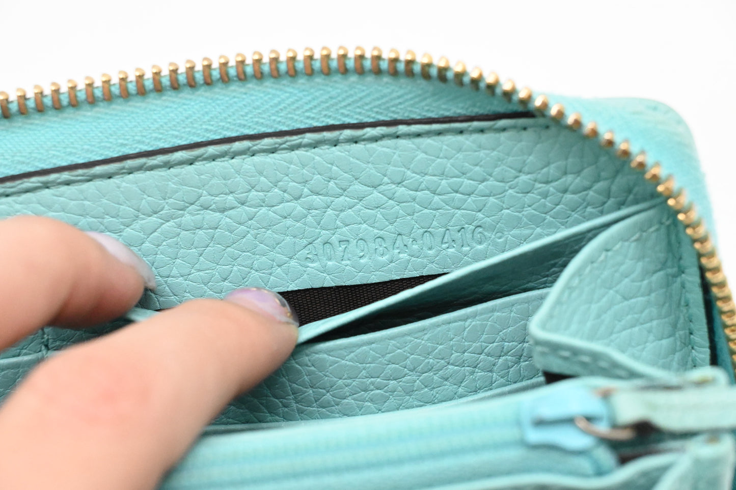 Gucci Zippy Wallet in Teal Leather