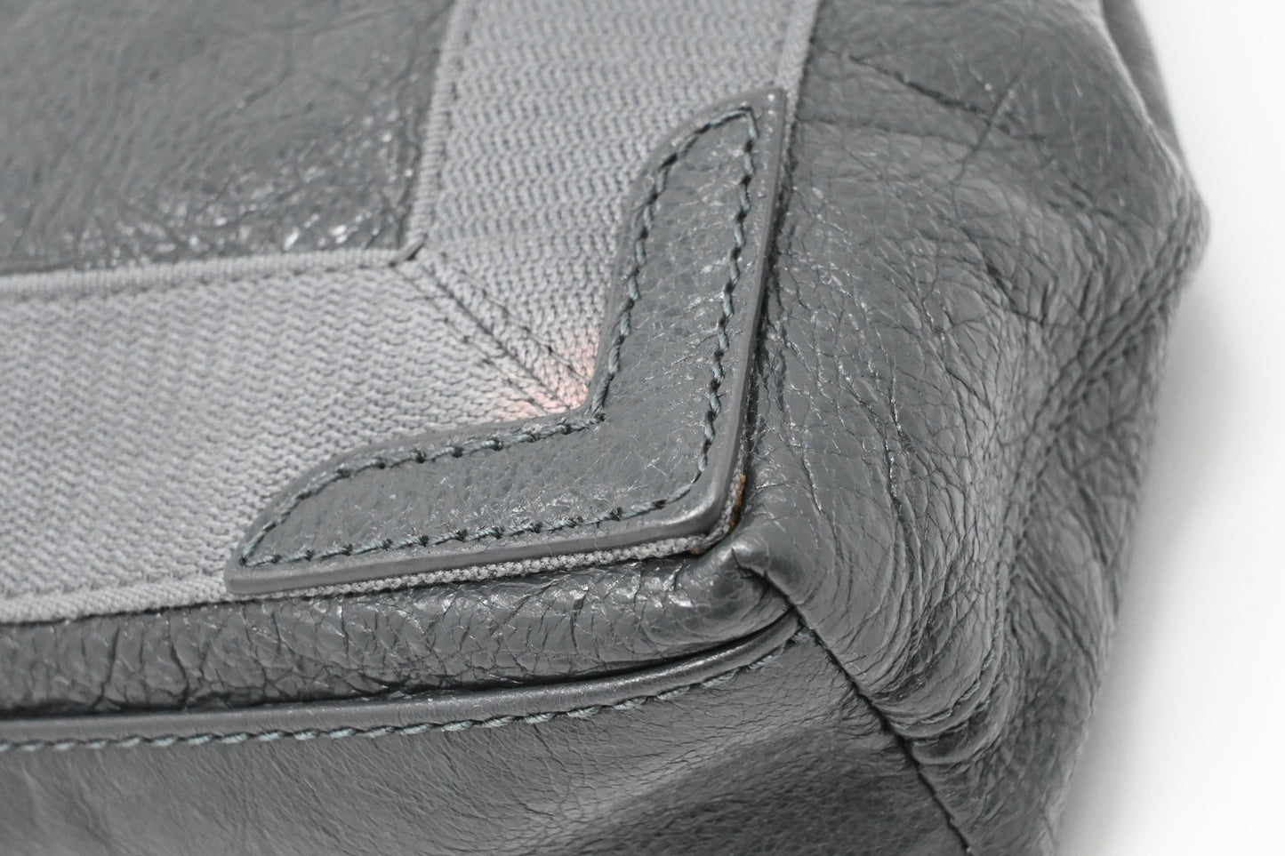 Balenciaga Navy Cabas XS Tote in Gray Leather