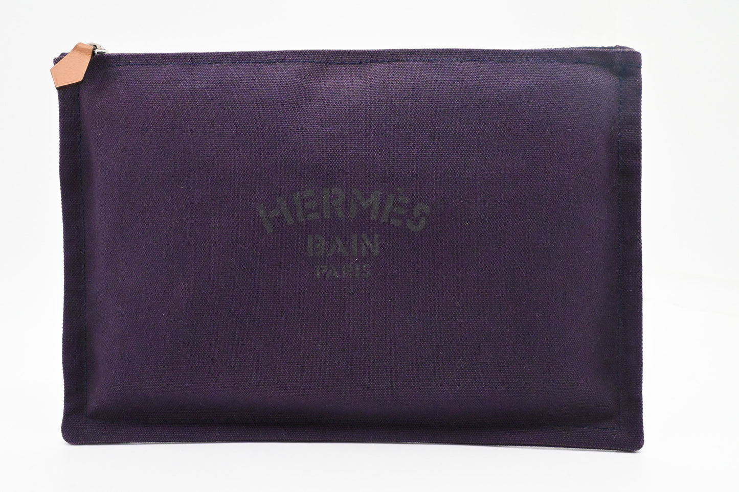 Hermes Large Bain Yachting Pouch in Purple Canvas