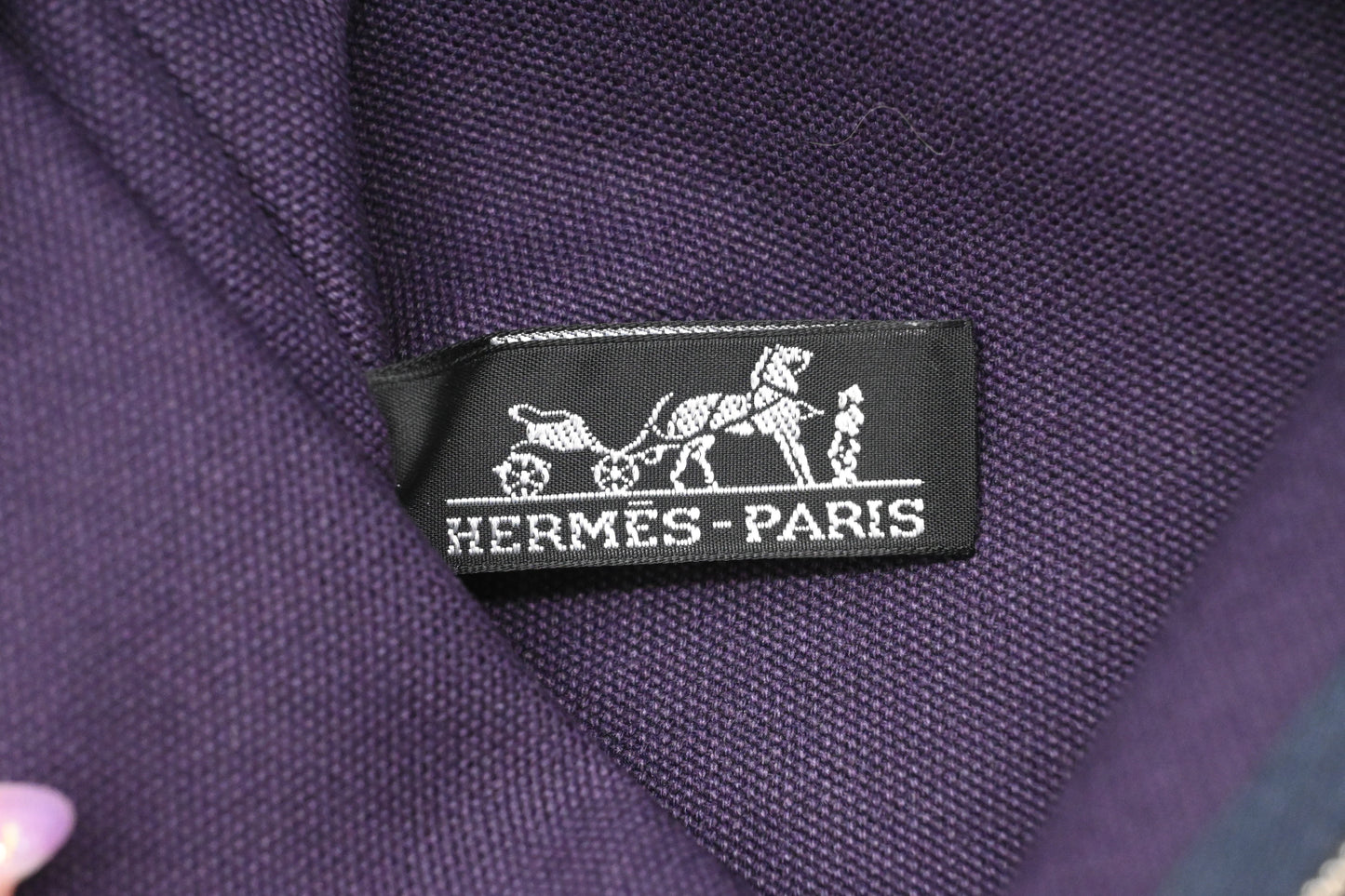 Hermes Large Bain Yachting Pouch in Purple Canvas