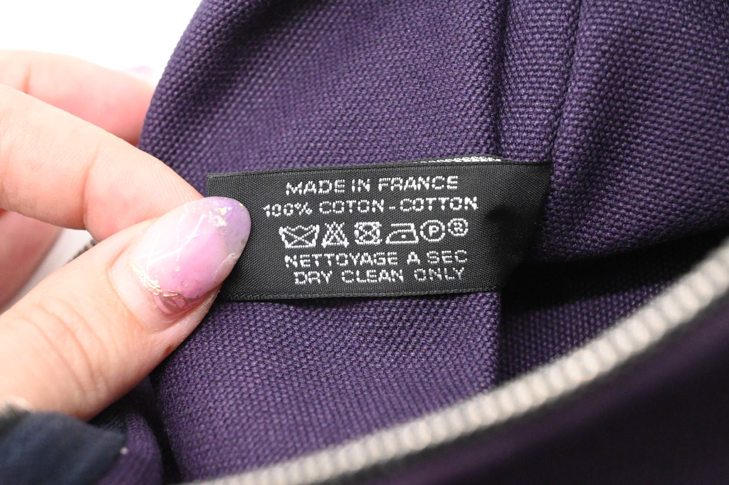 Hermes Large Bain Yachting Pouch in Purple Canvas