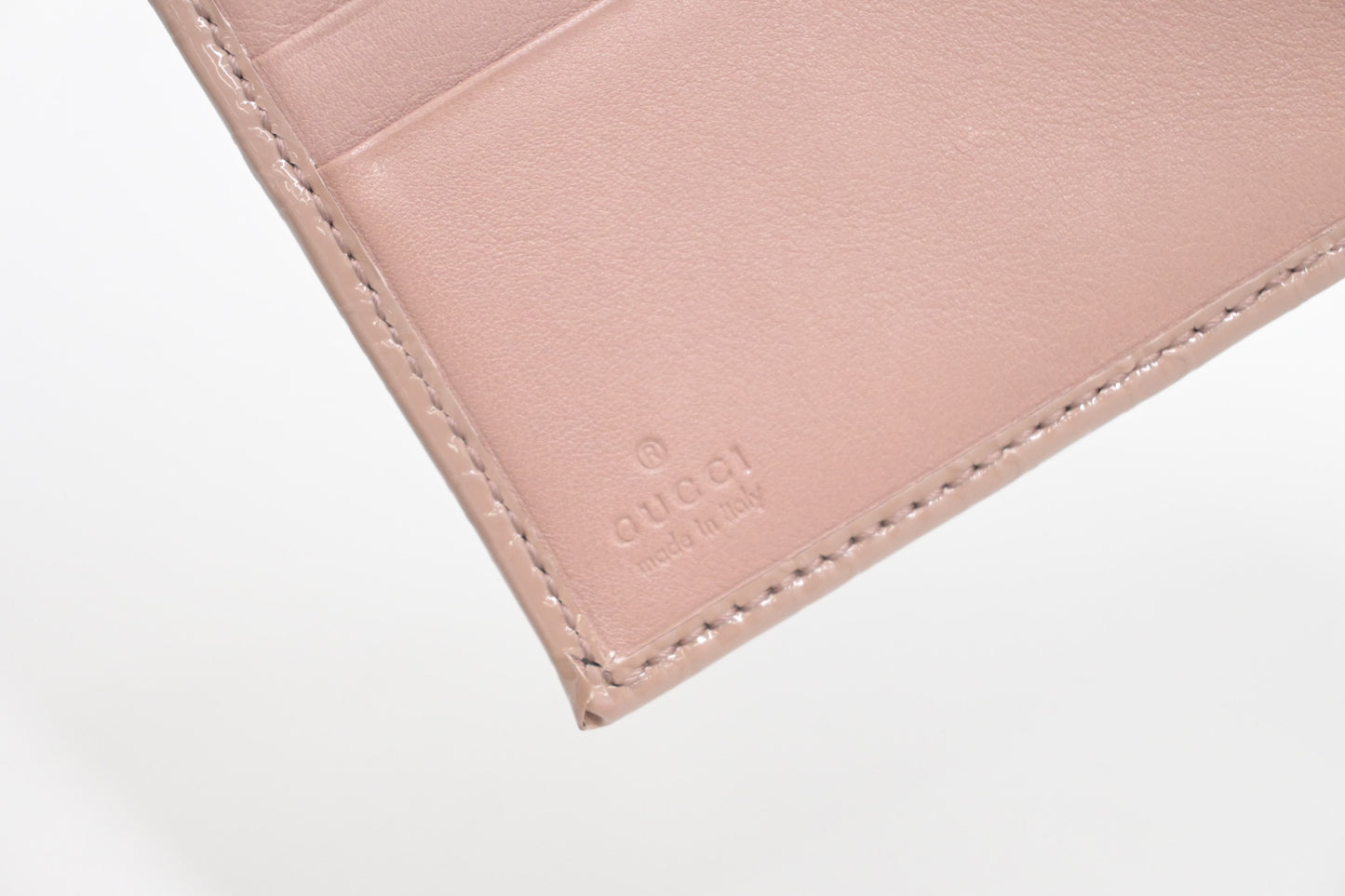 Gucci Compact Wallet in Pale Pink Patent Leather