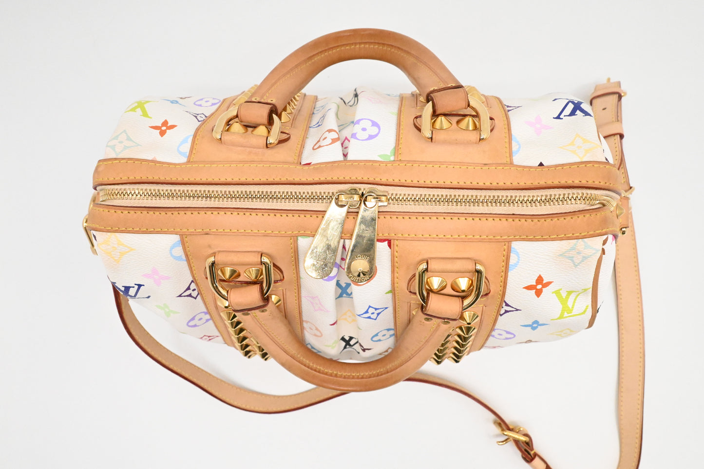 Louis Vuitton Courtney MM in White Multicolor Monogram Canvas
