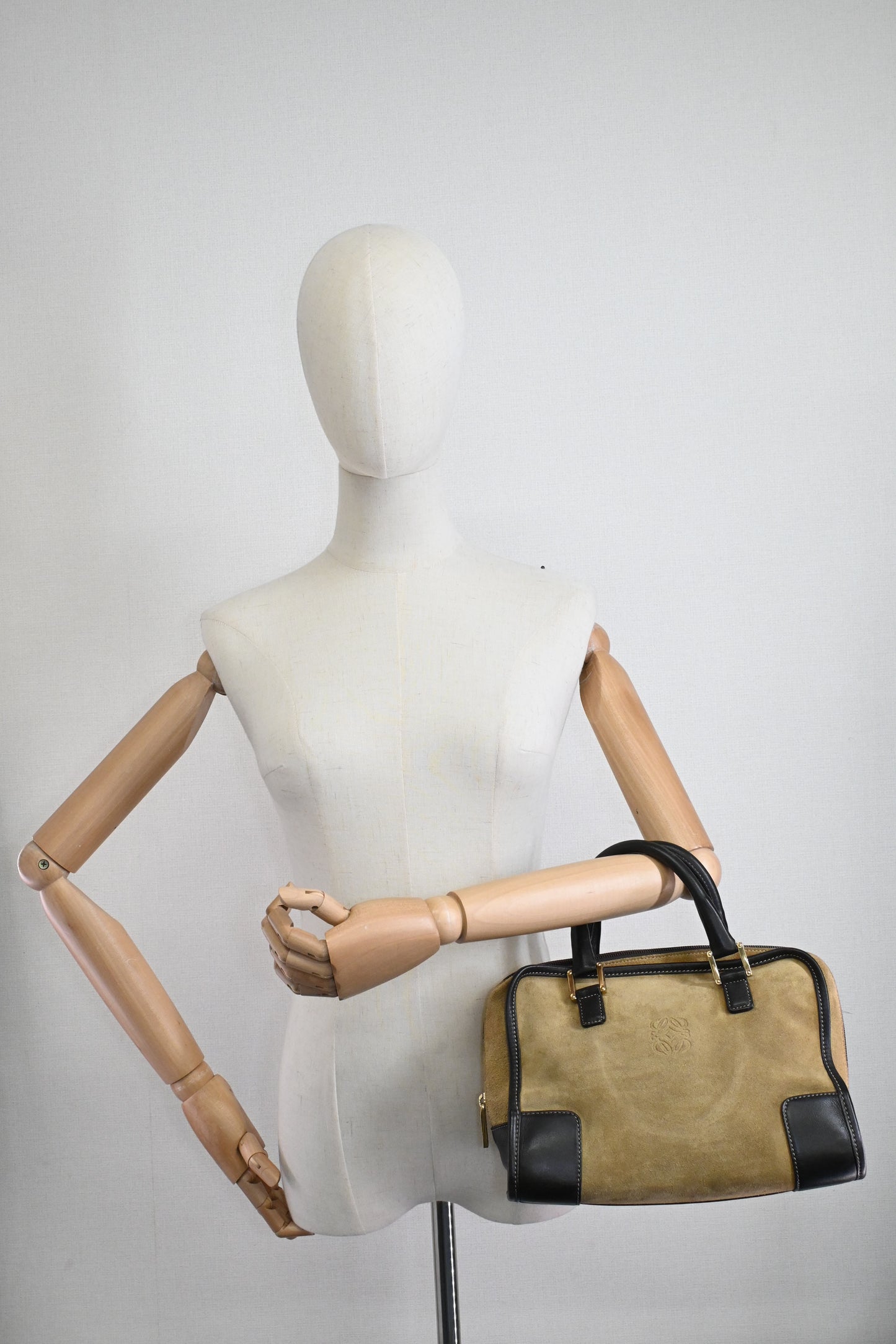 Loewe Amazona in Beige Suede & Brown Leather