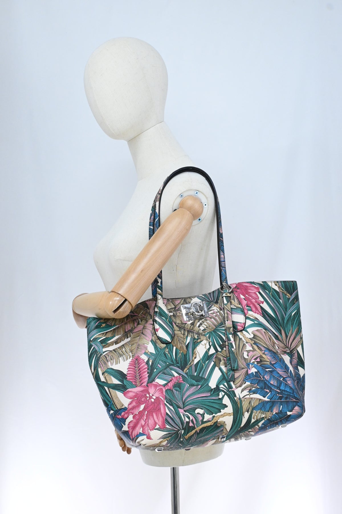 Ferragamo Tote Bag in Tropical Print Leather