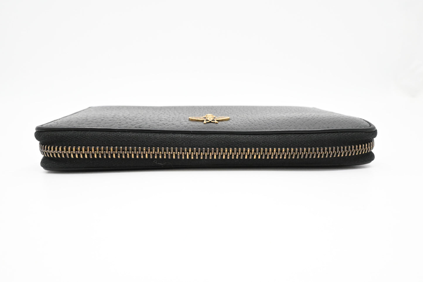 Gucci Long Zippy Bee Wallet in Black Leather