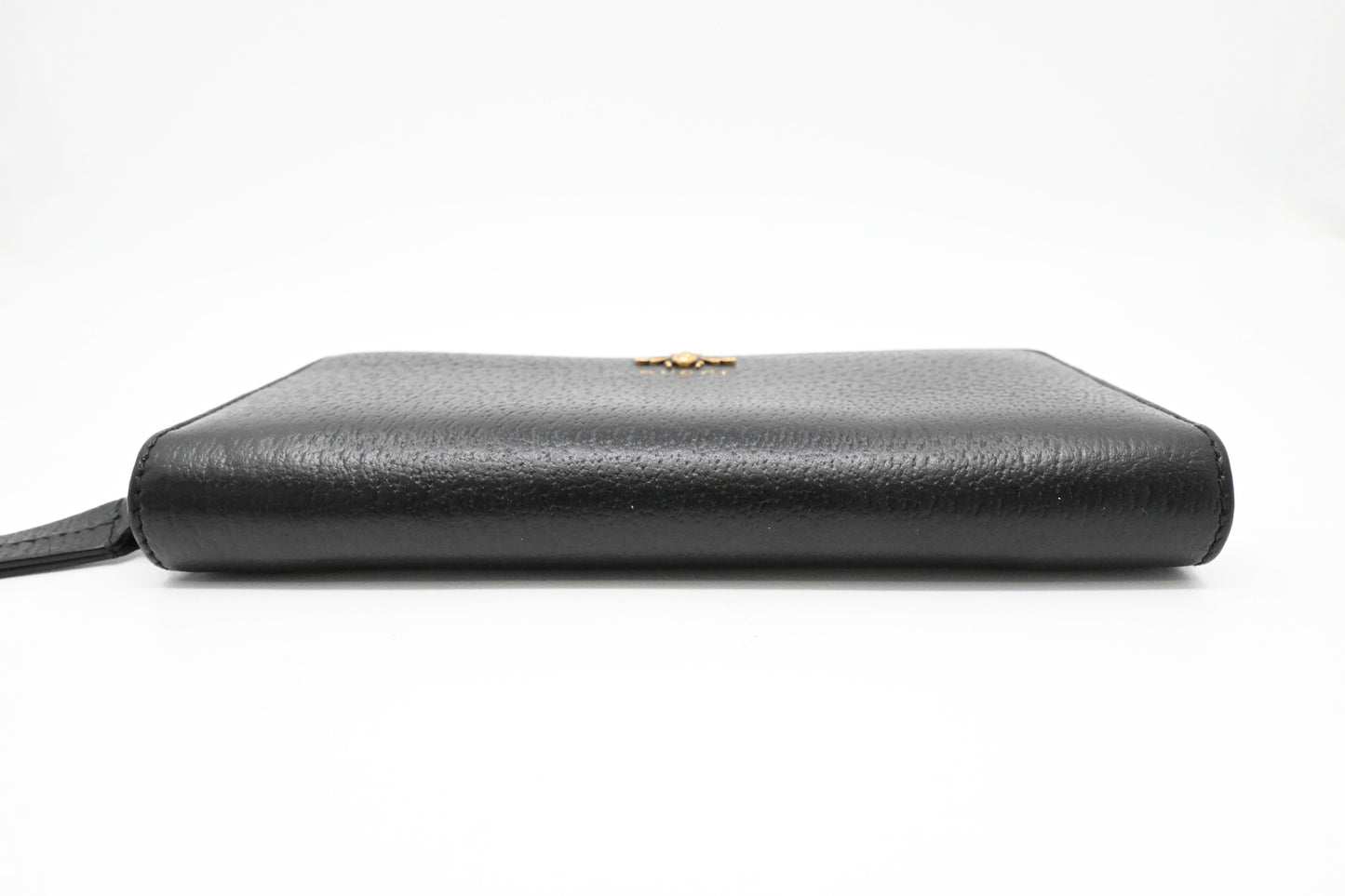 Gucci Long Zippy Bee Wallet in Black Leather