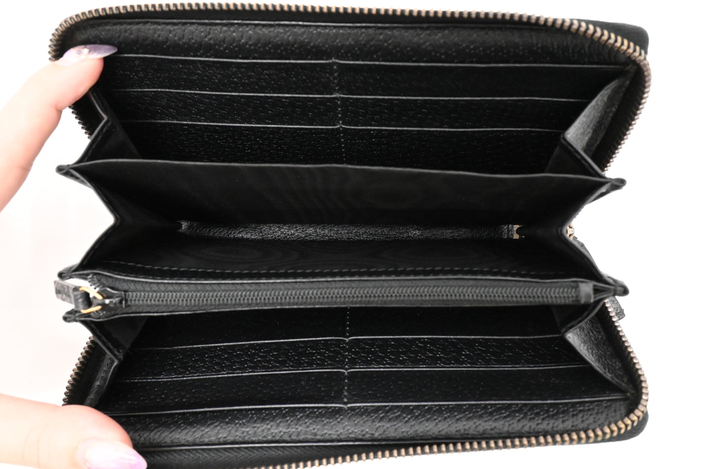 Gucci Long Zippy Bee Wallet in Black Leather