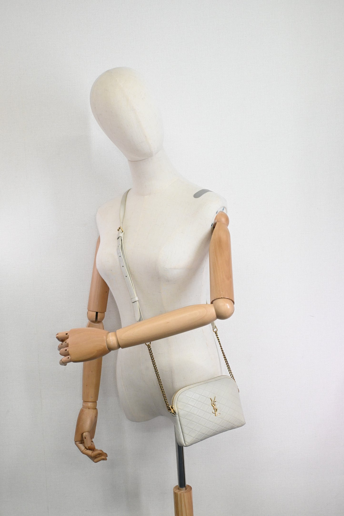YSL Saint Laurent Gaby Crossbody Bag in White Leather