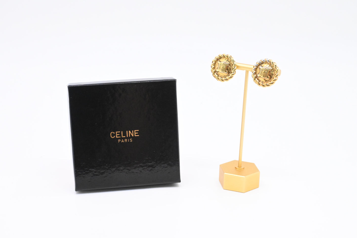 Celine Round Logo Clip On Earrings