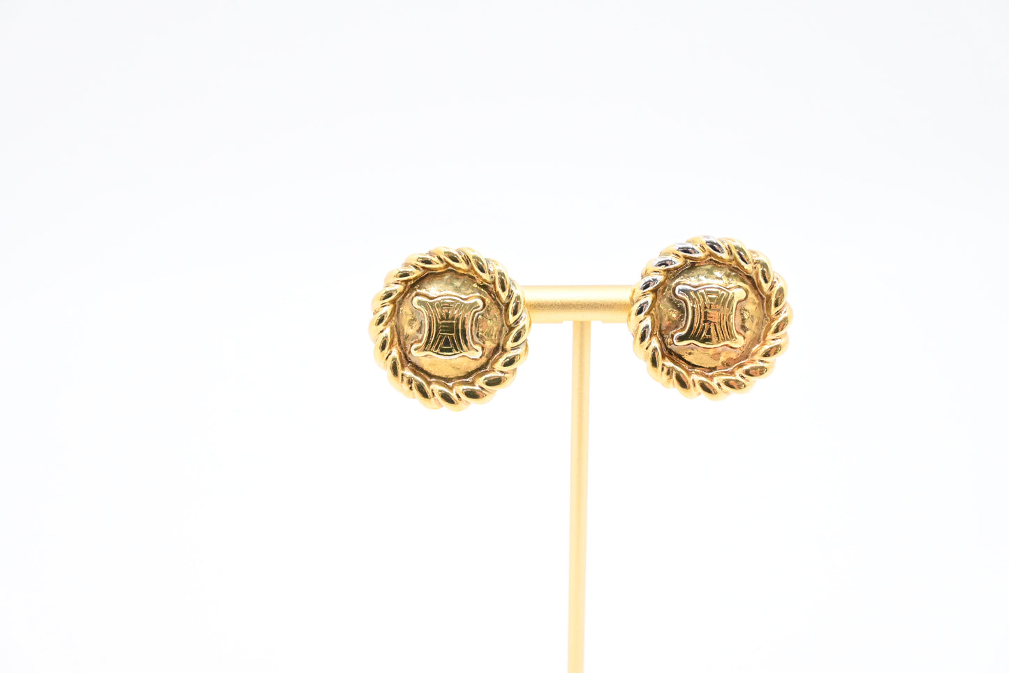 Celine Round Logo Clip On Earrings