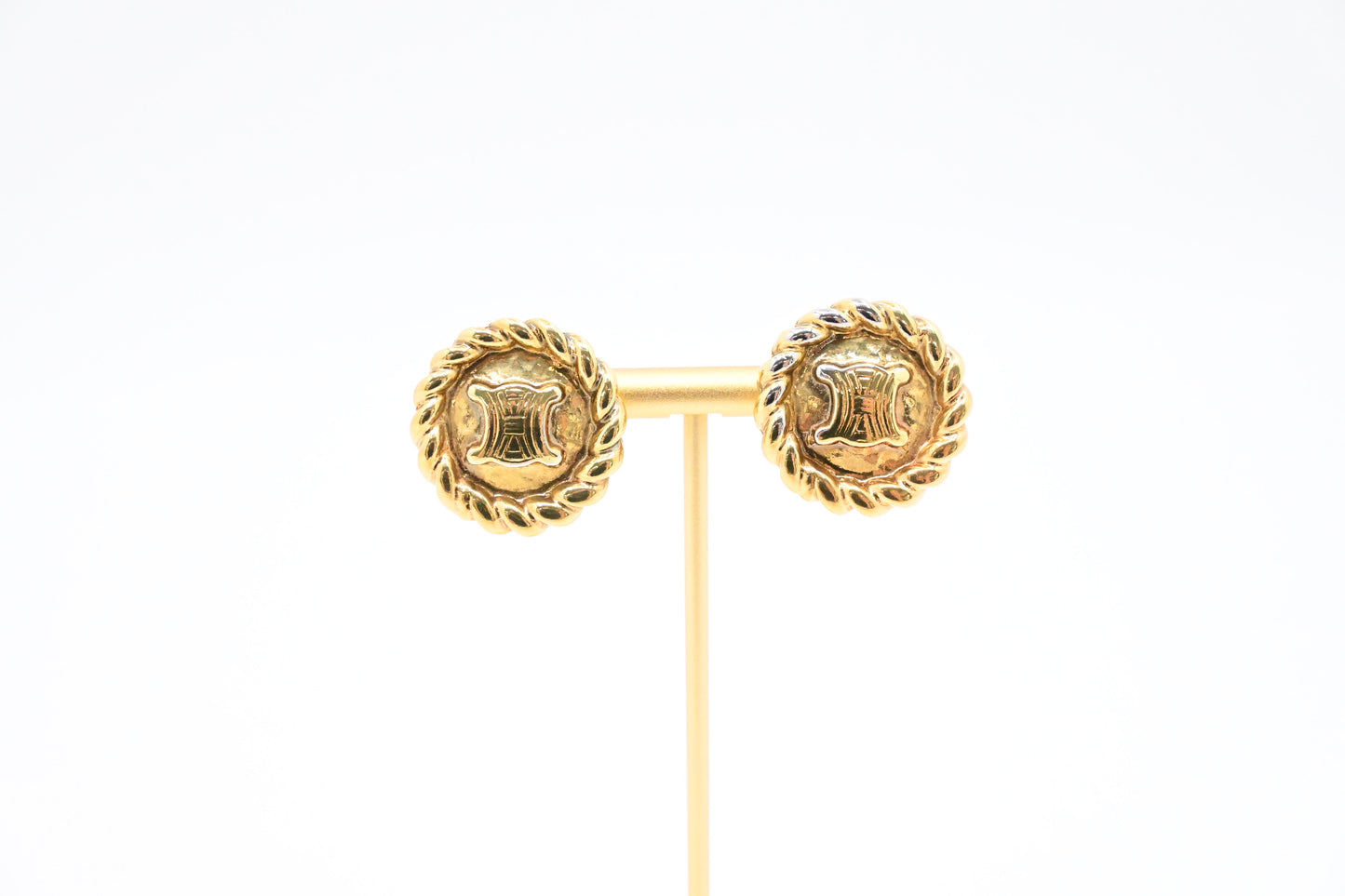 Celine Round Logo Clip On Earrings