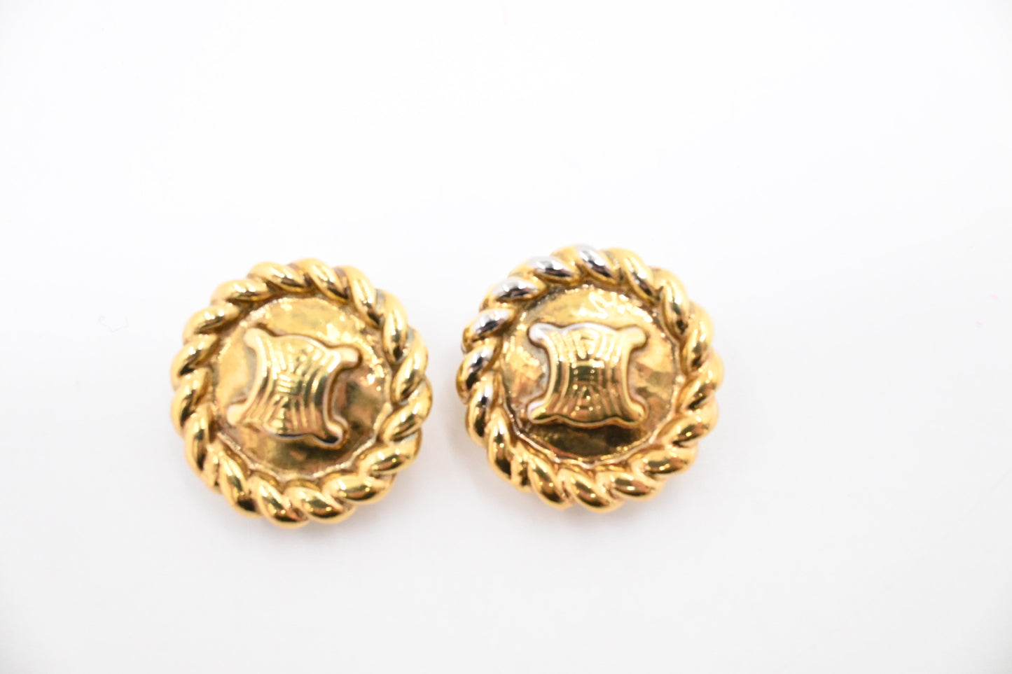 Celine Round Logo Clip On Earrings