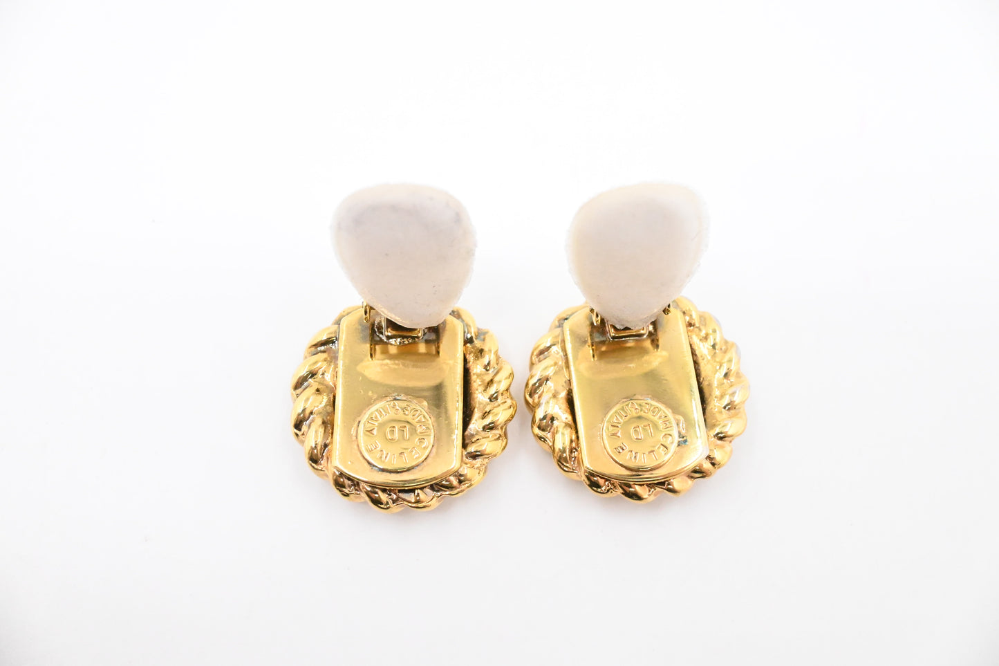 Celine Round Logo Clip On Earrings