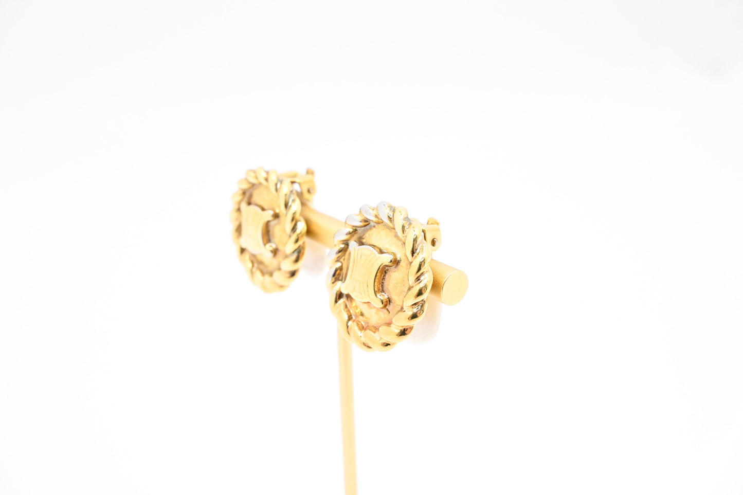 Celine Round Logo Clip On Earrings